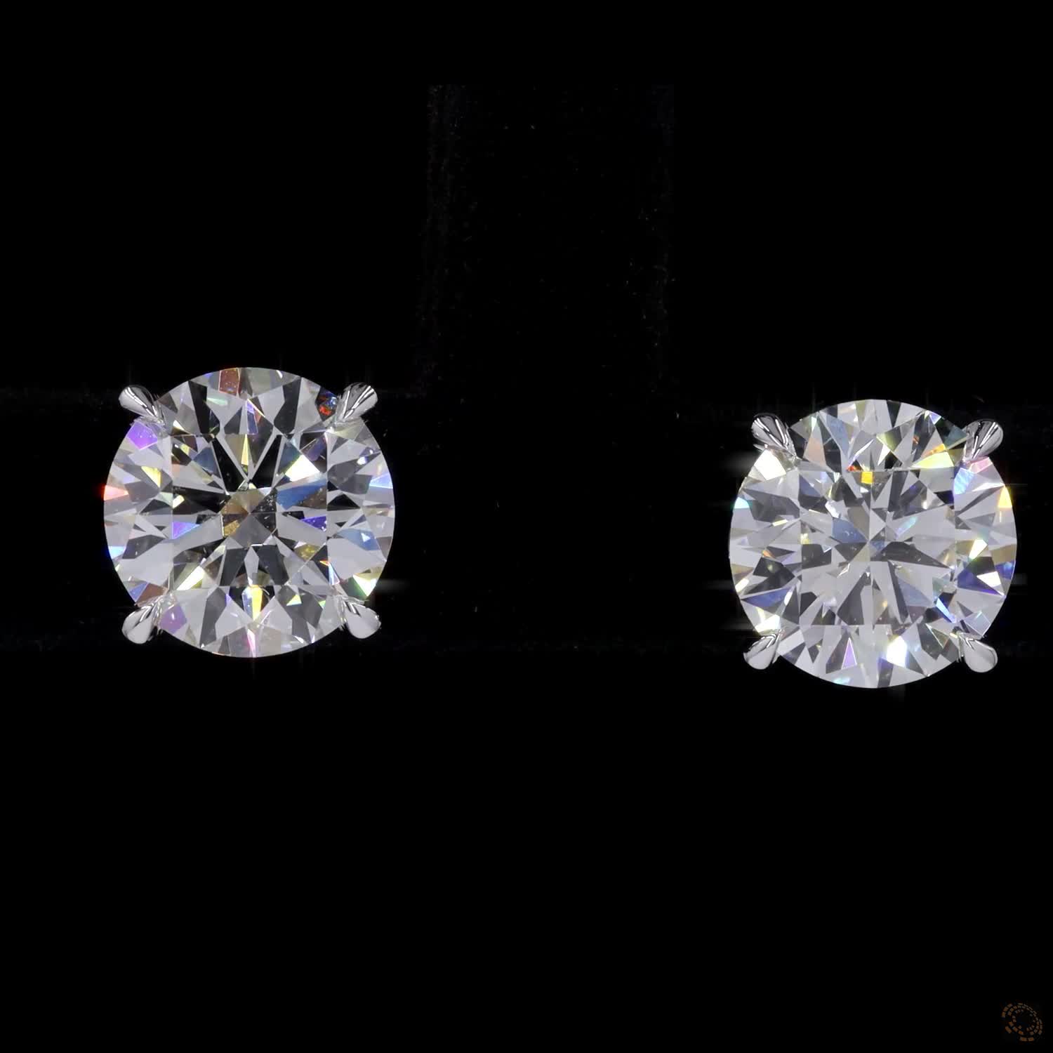 3.10 Ct Solid 14K White Gold Round Brilliant Cut Diamond Stud Earrings – Classic 4-Claw Solitaire Basket Studs