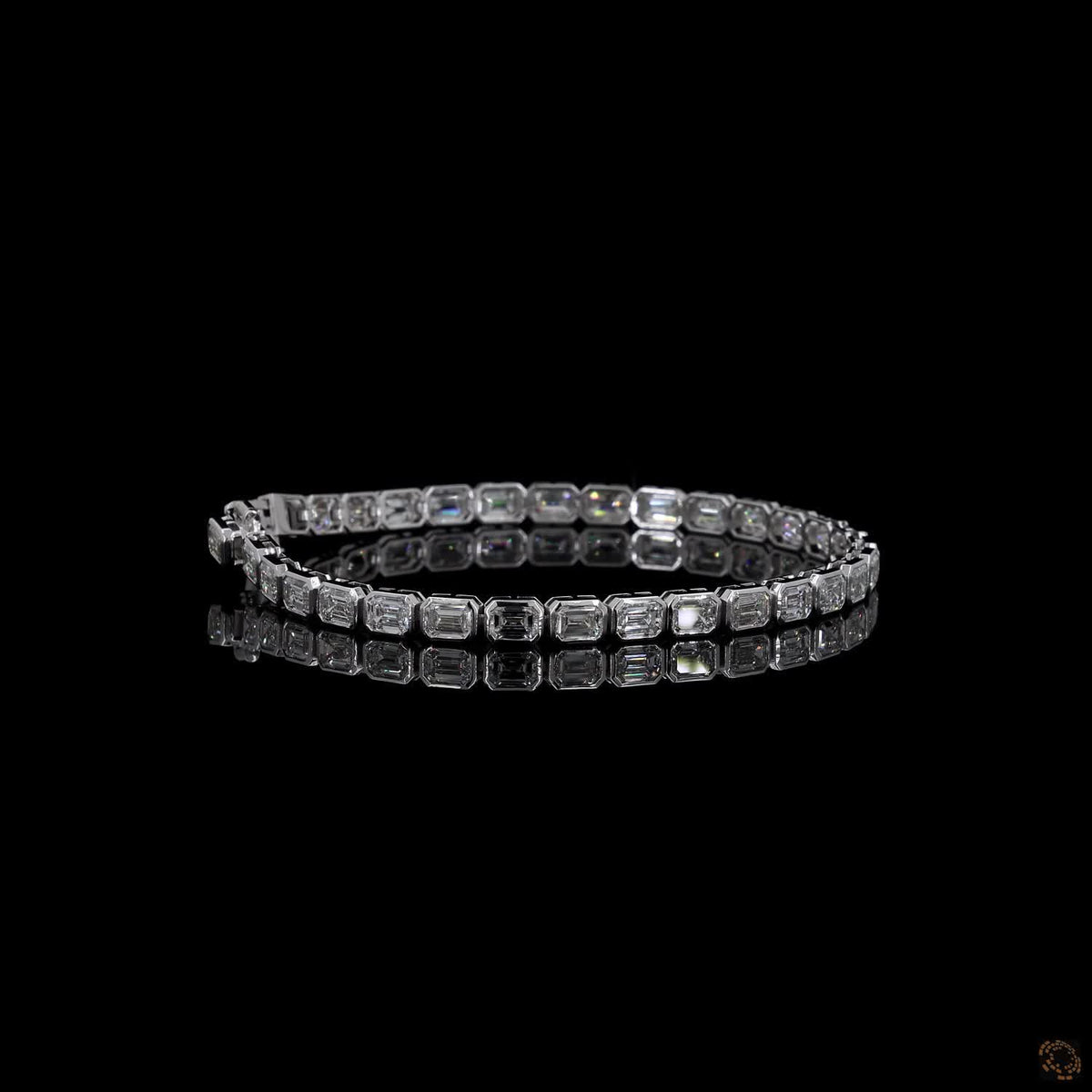 10.29 Ct Emerald-Cut Diamond Bezel Tennis Bracelet in 14K White Gold