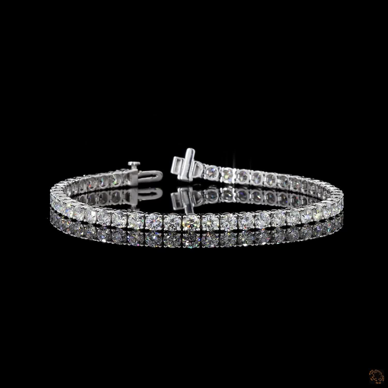 7.77 Ct Round Brilliant Diamond Eternity Line Bracelet in White Gold