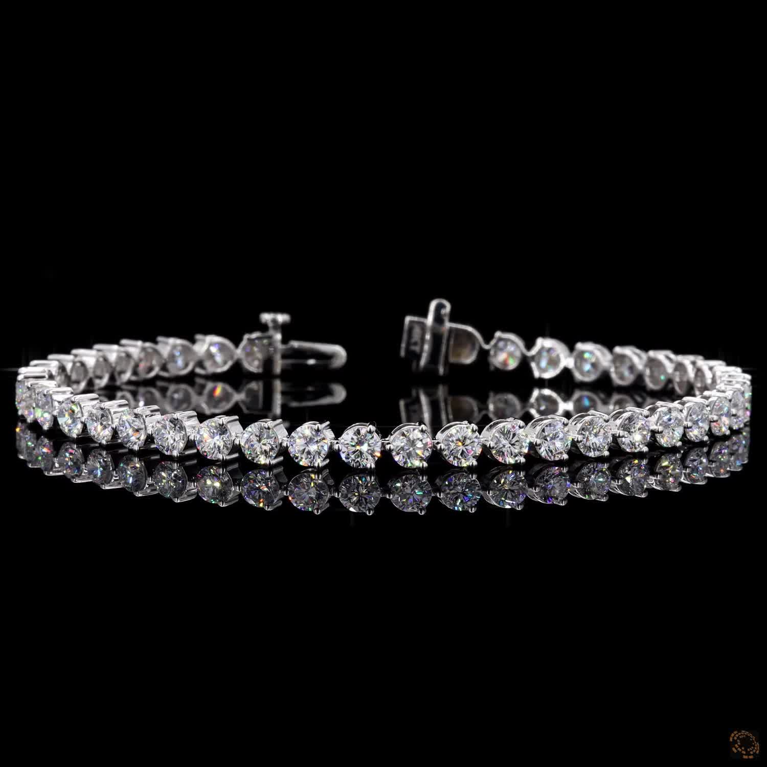 7.52 Ct White Gold Round Cut Moissanite Tennis Bracelet, Classic 4-Prong Eternity Line Bracelet, Icy Fine Jewelry Gift for Her