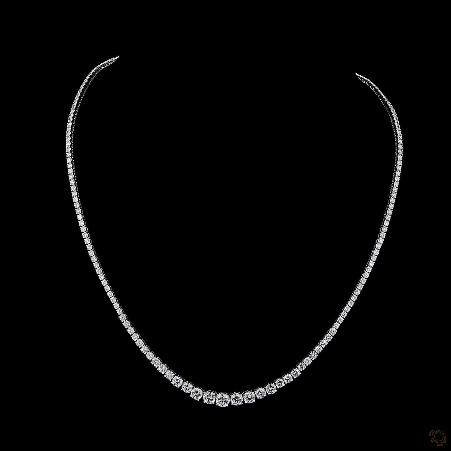 9.71 Ct High-Carat Graduated Round Cut Lab-Grown Diamond Tennis Necklace in 14K White Gold
