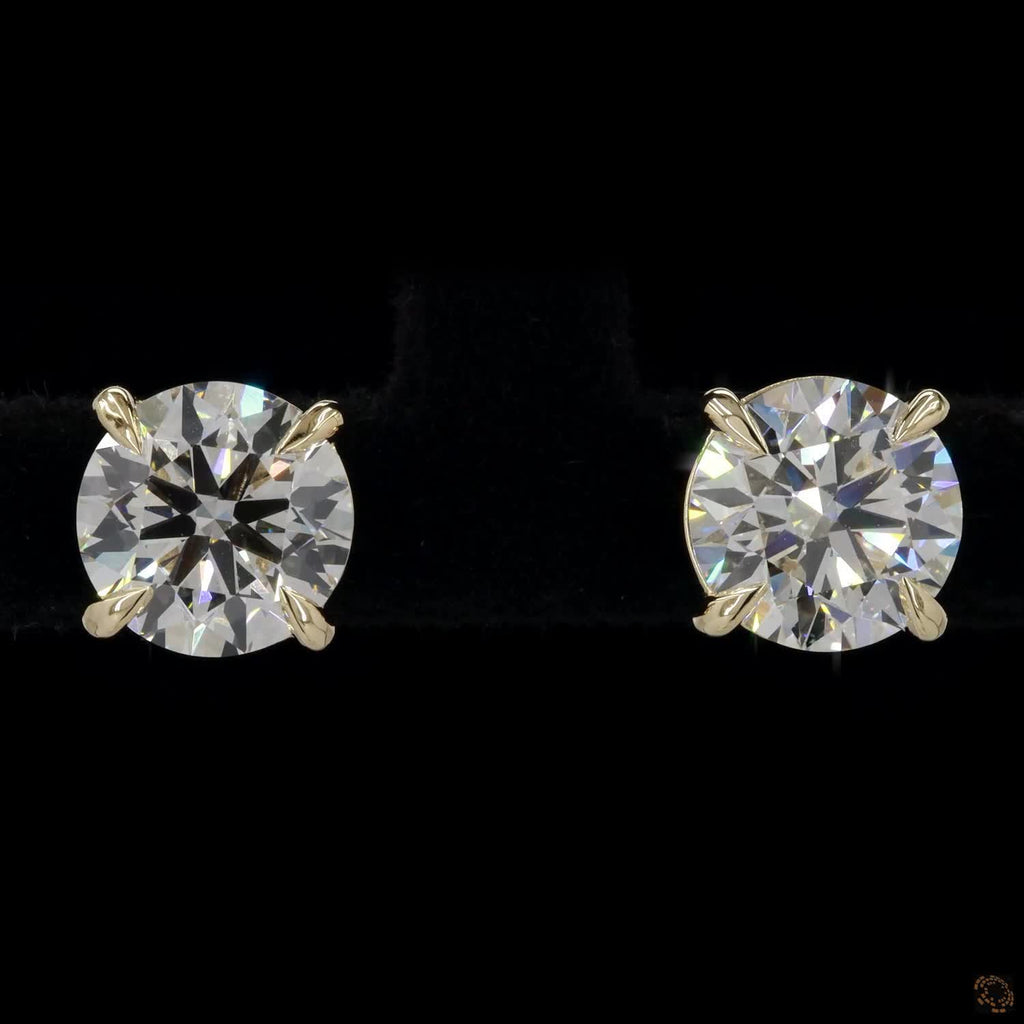 3.03 Ct 4 Prong Martini Earrings 14K Yellow Gold