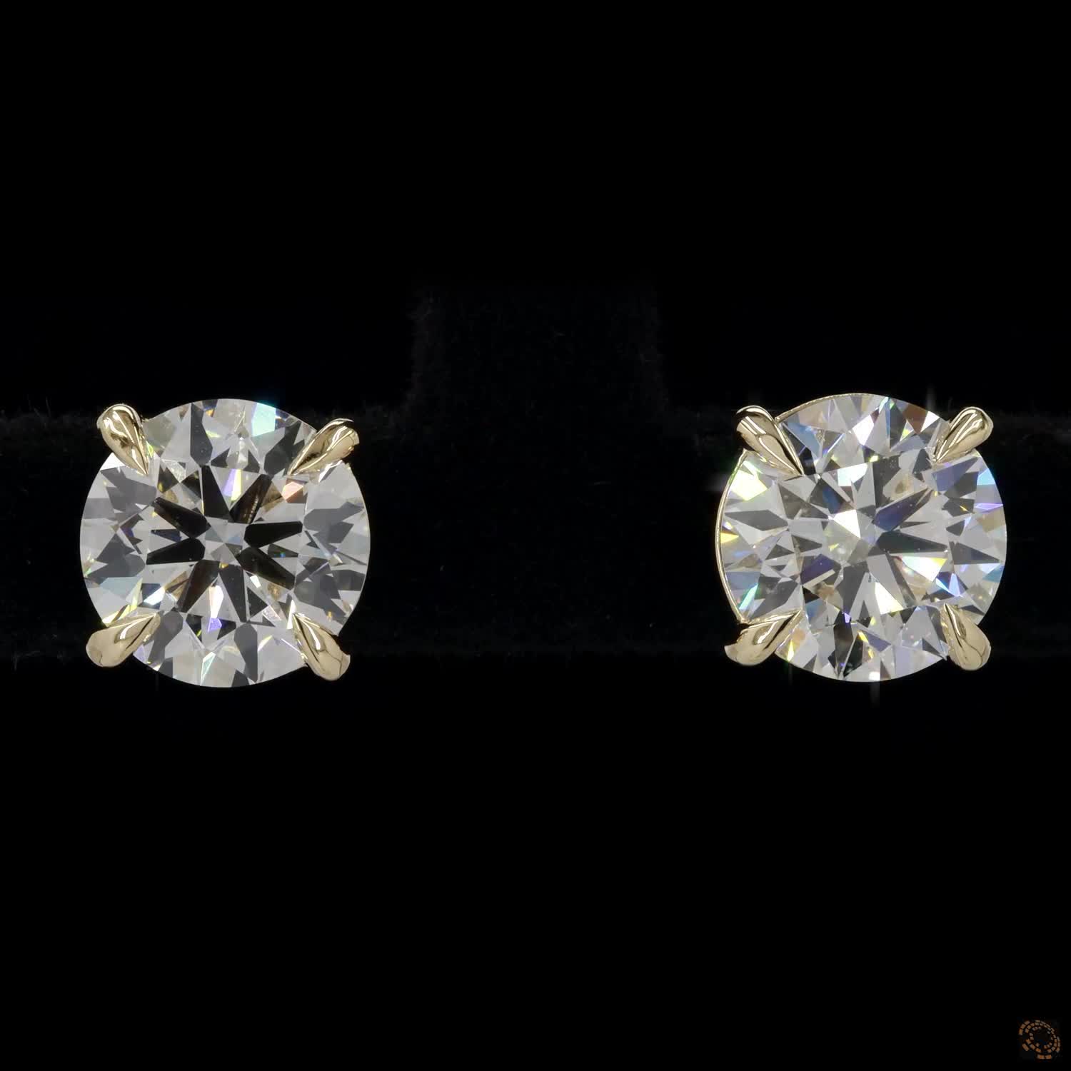 3.03 Ct 4 Prong Martini Earrings 14K Yellow Gold