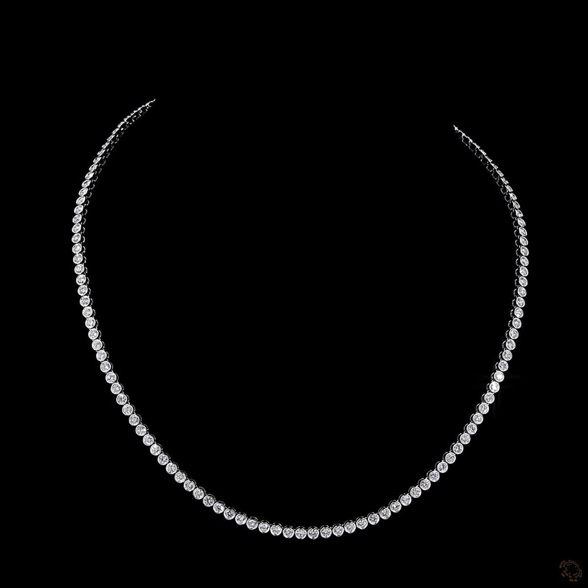 8.3 Ct Discover sleek, modern elegance with this bezel-set round-cut diamond tennis necklace