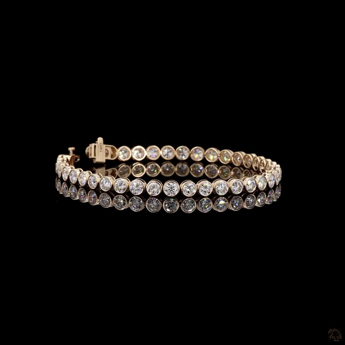 9.86 Ct Bezel-Set Round Diamond Tennis Bracelet in 14K Yellow Gold