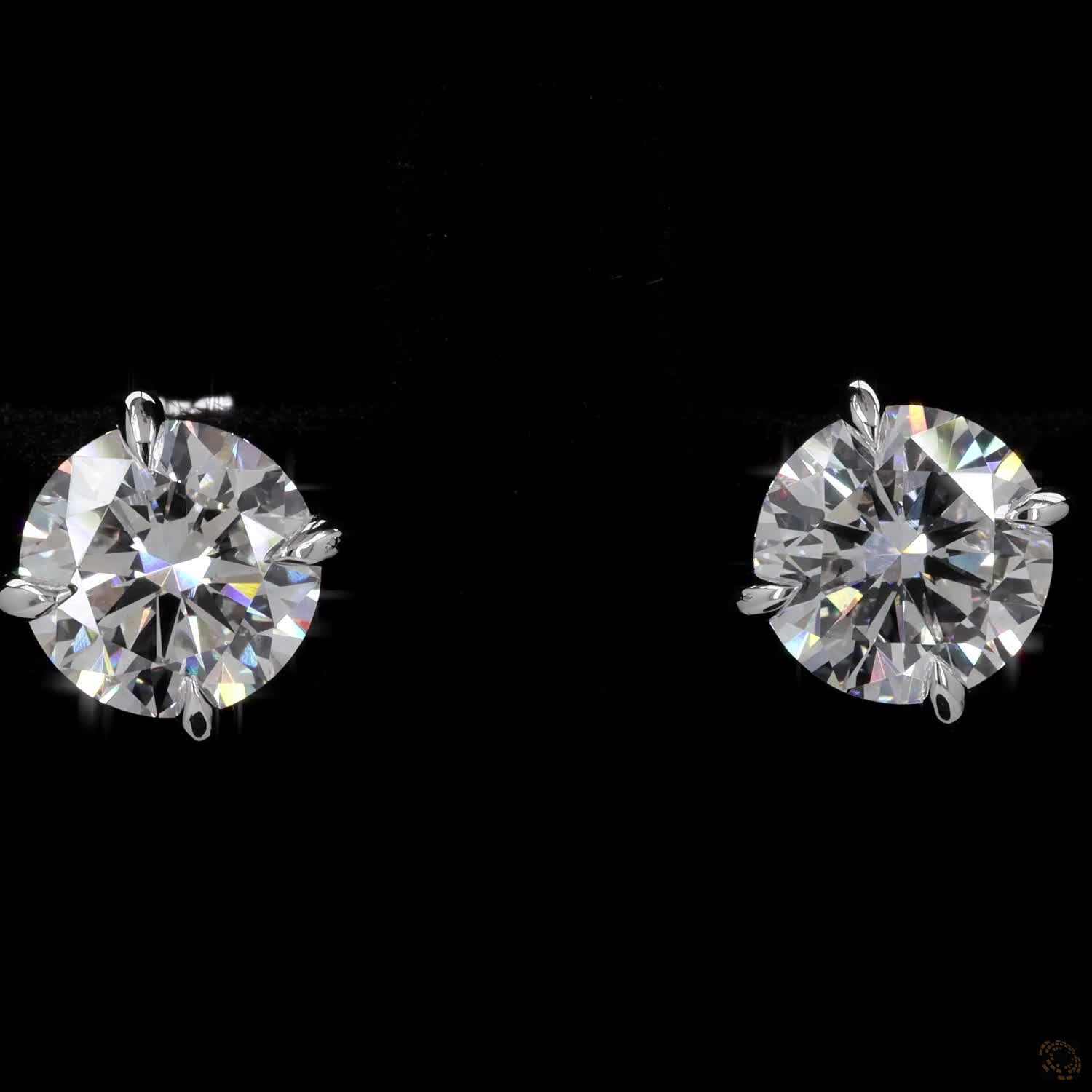 0.50 ct Solid 14K White Gold Round Brilliant Diamond Stud Earrings – Compass Point Split-Claw Solitaire Studs