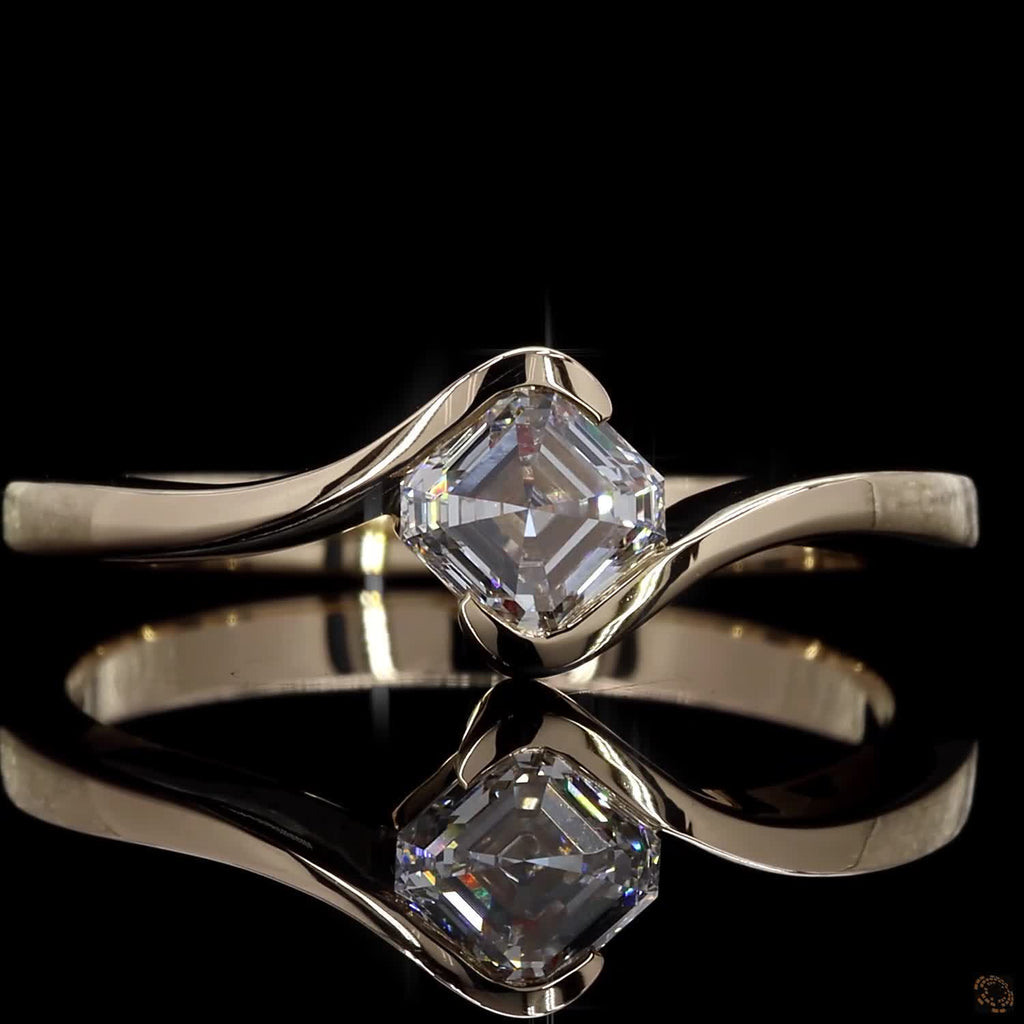 0.73 Ct Asscher Cut Lab Grown Diamond Solitaire Engagement Ring
