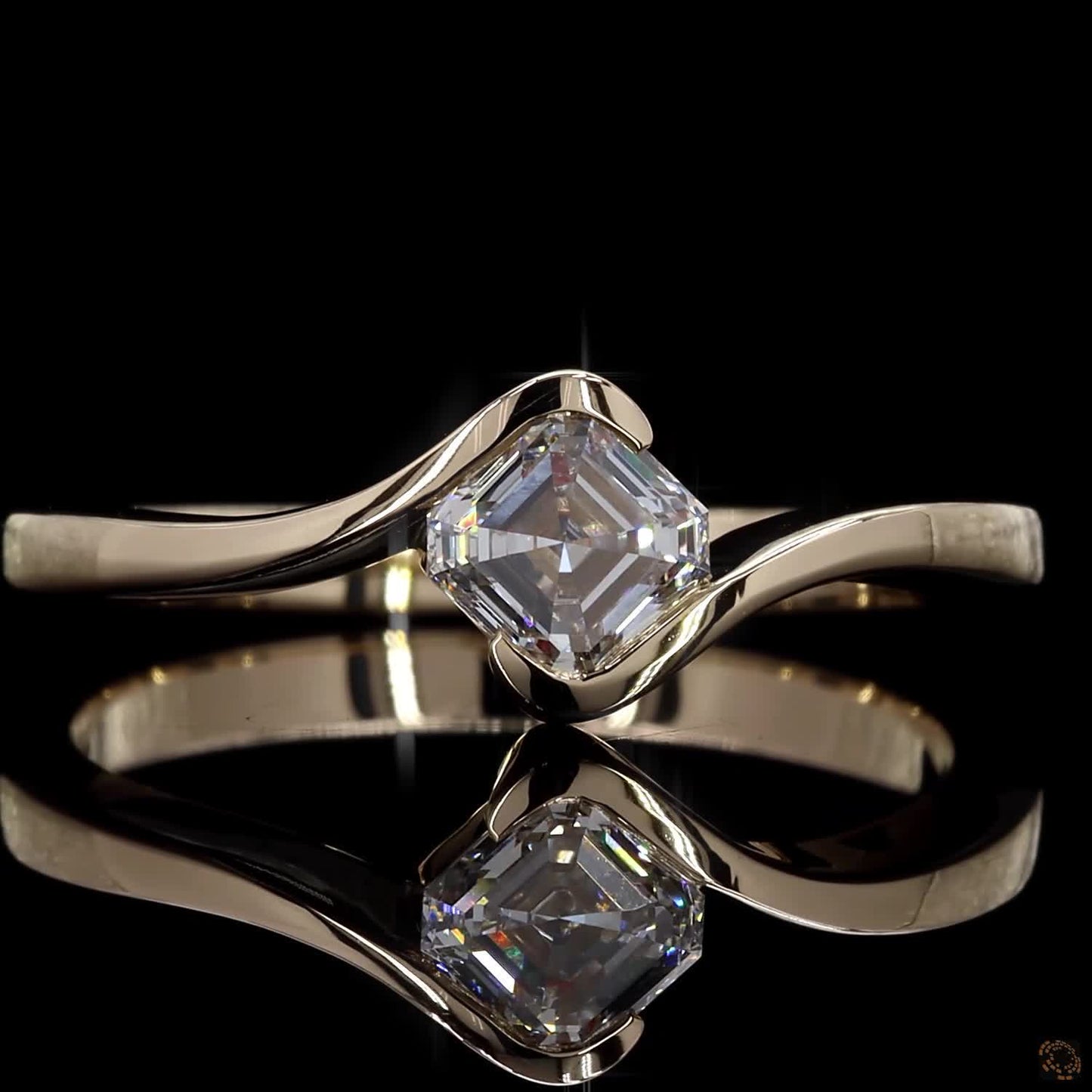 0.73 Ct Asscher Cut Lab Grown Diamond Solitaire Engagement Ring