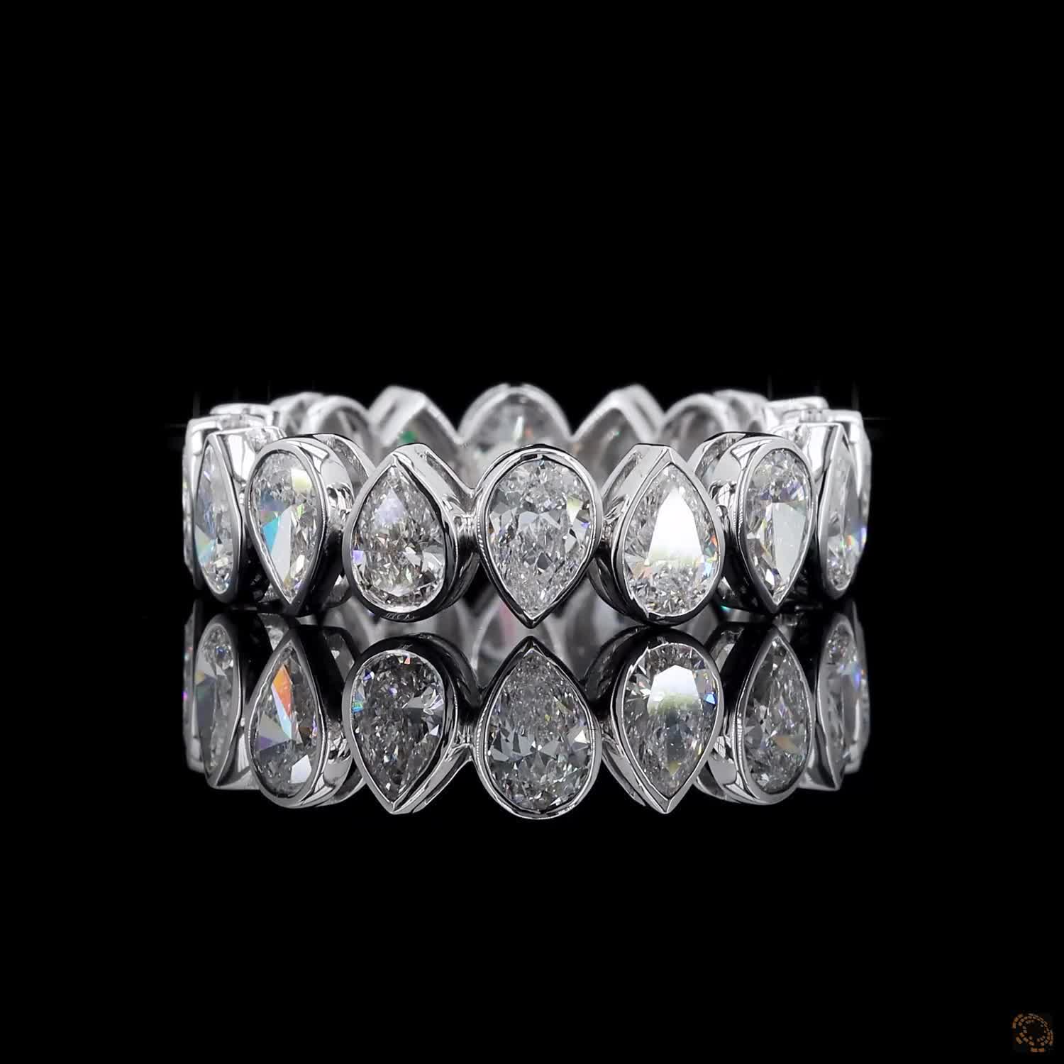 3.82 Ct Pear-Shaped Diamond Eternity Band Ring | Solid 14K Gold Anniversary Ring