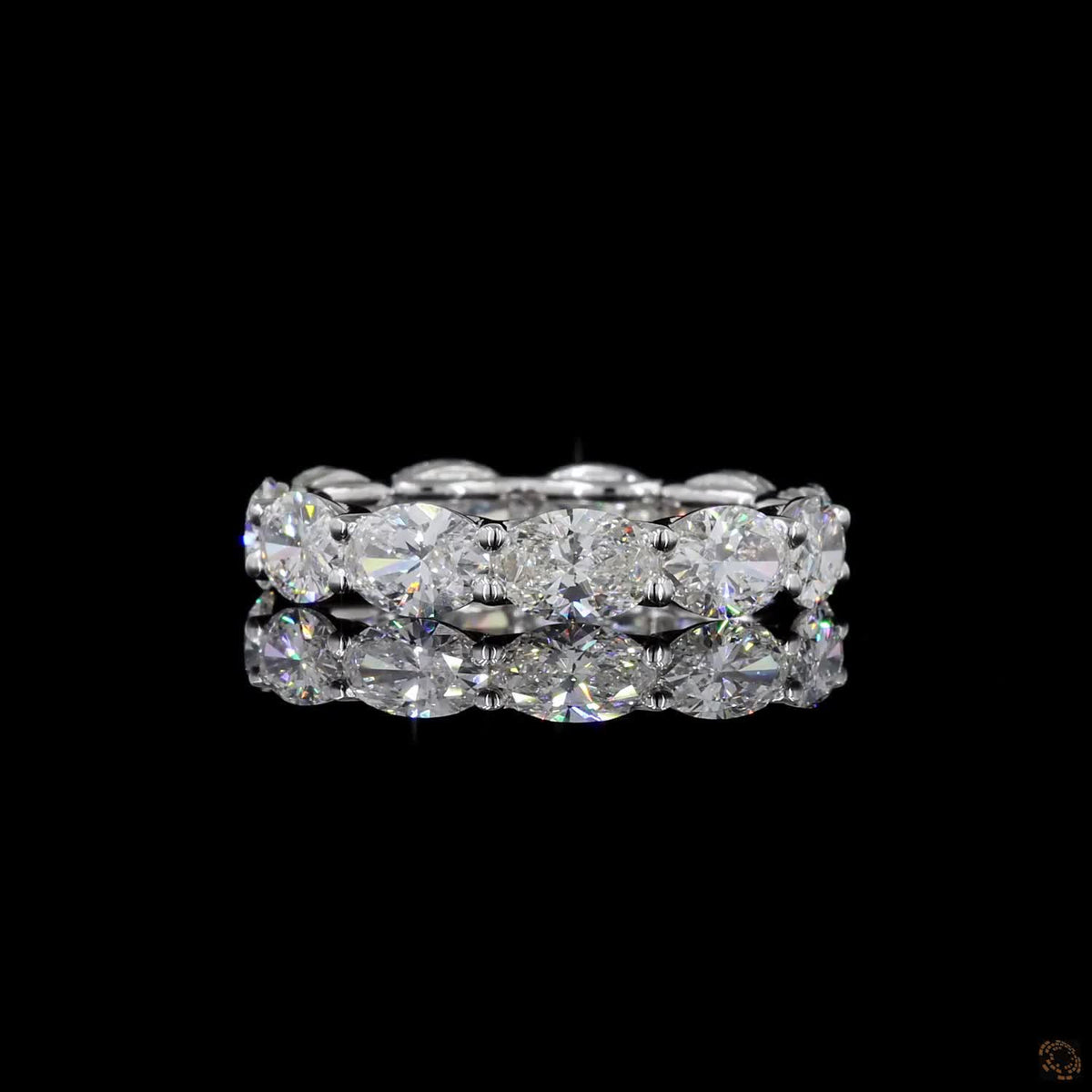5.23 Ct East West Oval Diamond Eternity Band, Horizontal Oval Cut Wedding Band, East-West Oval Eternity Ring, Scalloped Basket Oval Band