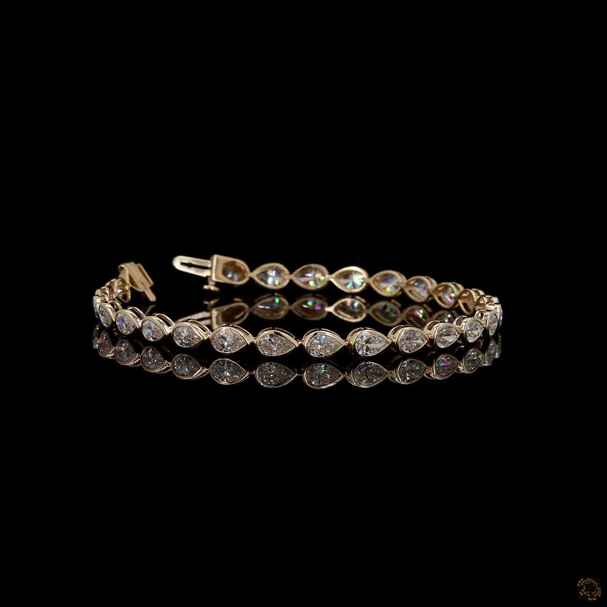 6.29 Ct Gold-Tone Teardrop Crystal Tennis Bracelet – Elegant Sparkling Link Bracelet for Women