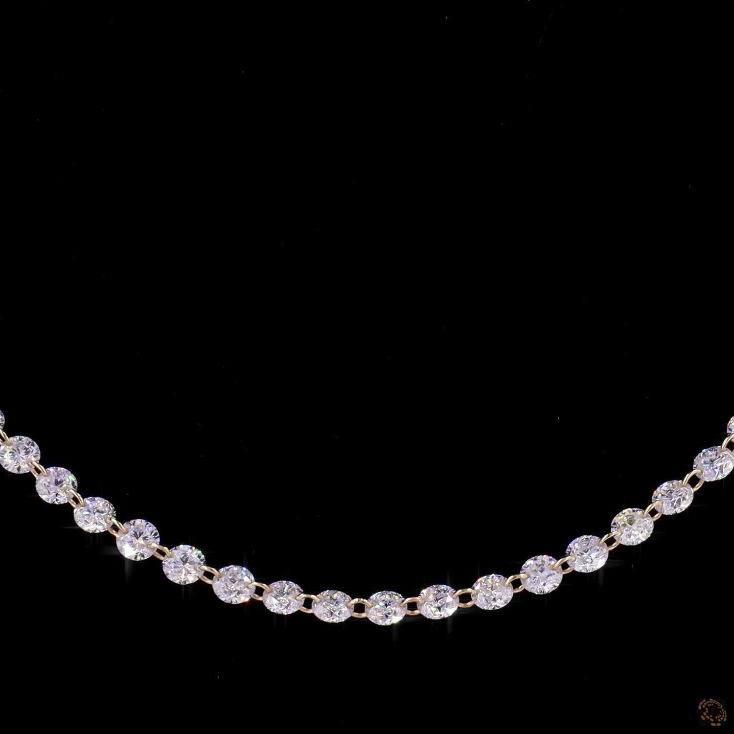 16.21 CT Classic Round Diamond Tennis Necklace | Lab Grown Diamond Choker | Anniversary Gift for Her