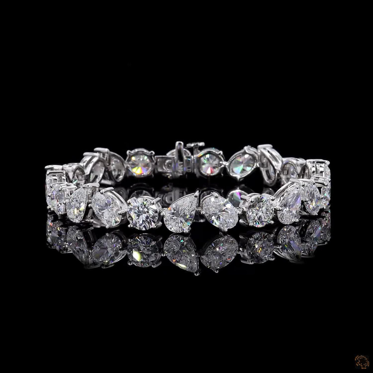 24.56 Ct White Gold Mixed Shape  Cluster Fancy  Bracelet, Asymmetrical Fancy Cut  Bracelet, Fine Jewelry Gift