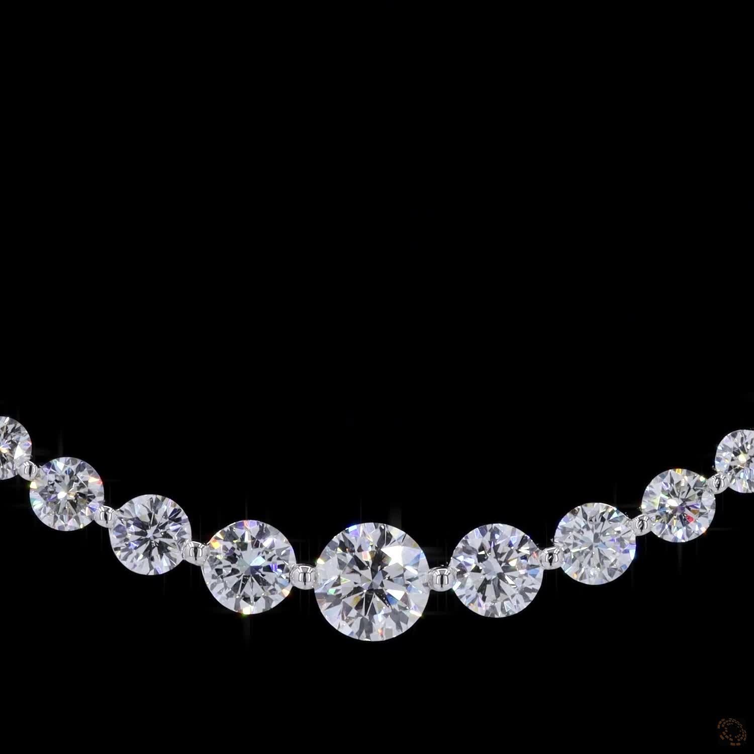 2.10 Ct Round Cut Diamond Tennis Necklace, Graduated Diamond Statement Necklace, Classic Brilliant Cut Diamond Necklace, Luxury Fine Jewelry Gift