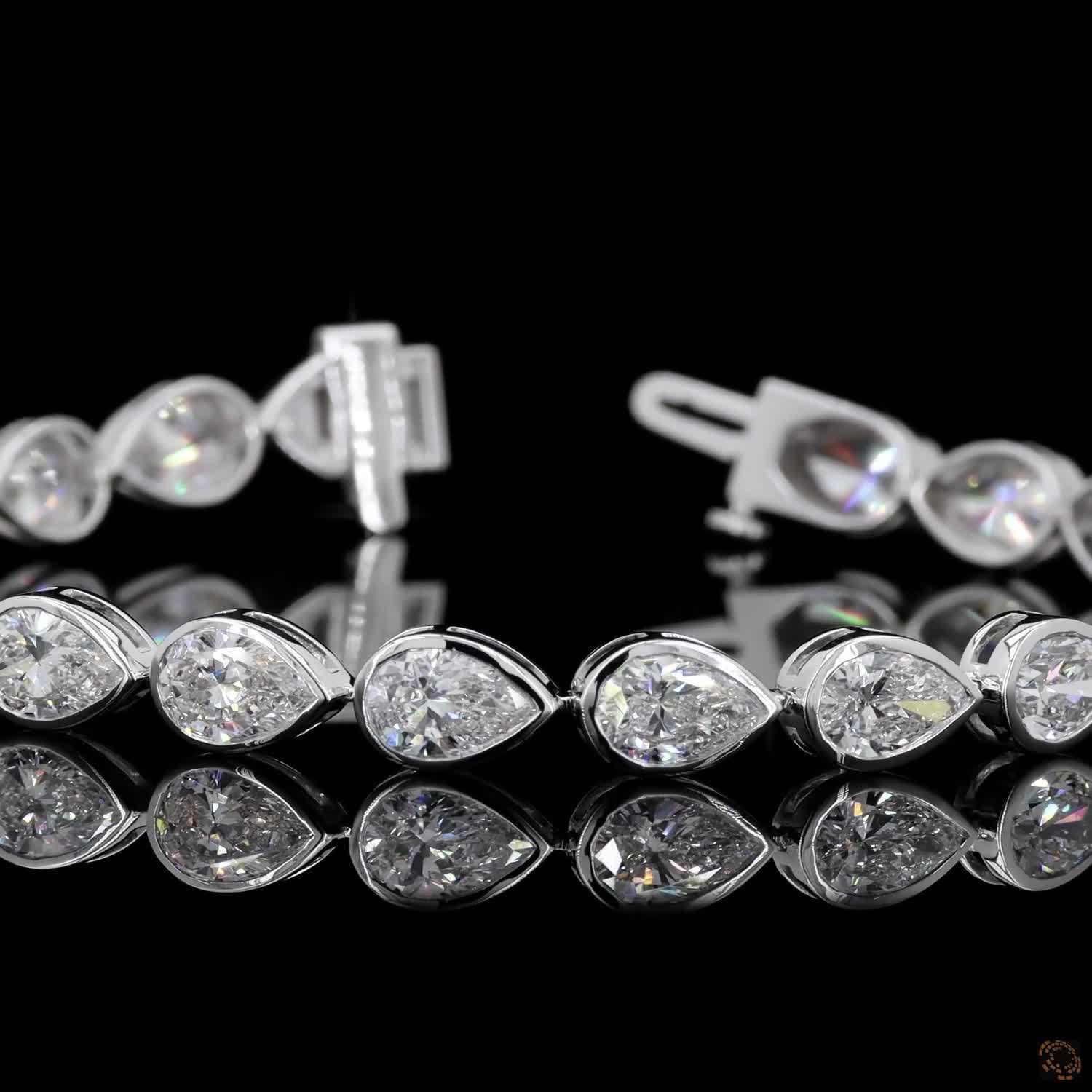 10.67 Ct Pear Cut Diamond Tennis Bracelet, Bezel Set Diamond Bracelet, Teardrop Diamond Bracelet, White Gold Pear Diamond Bracelet, Lab-Grown Pear Tennis Bracelet