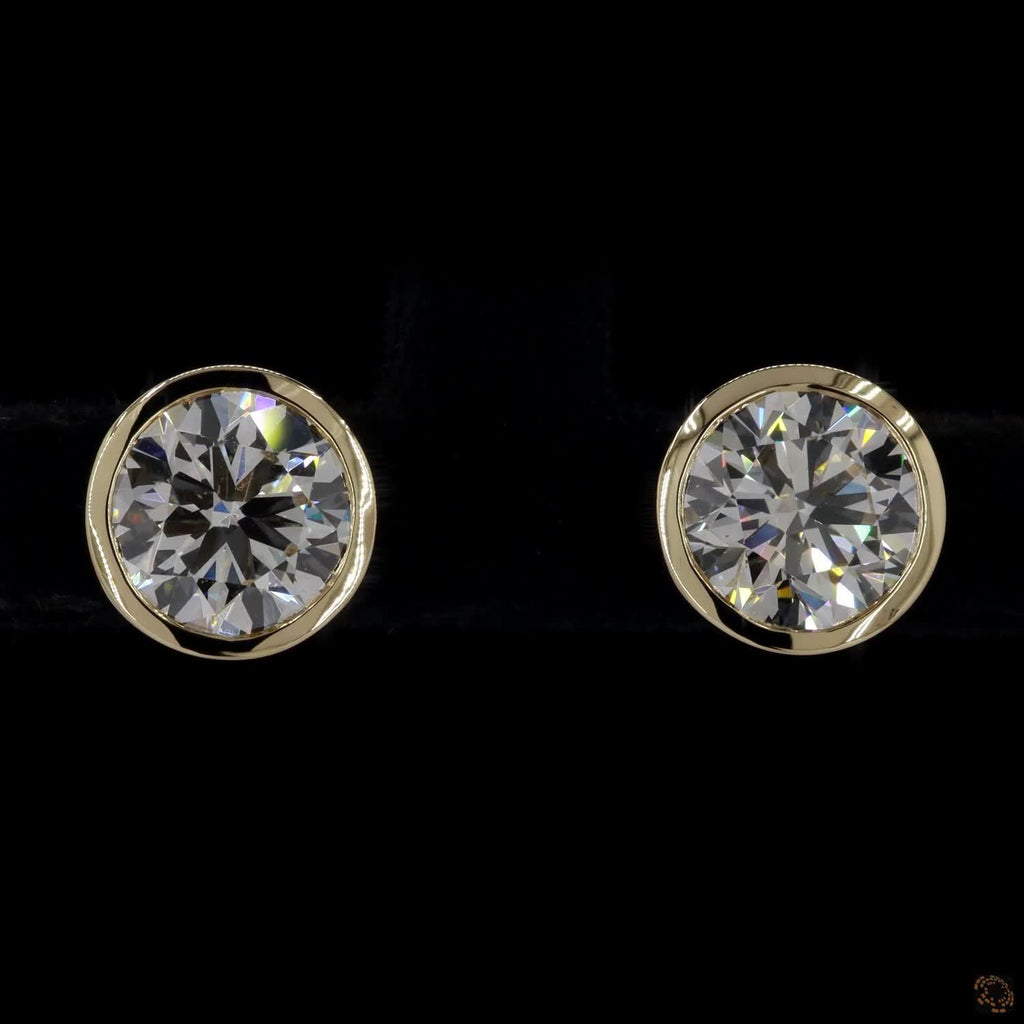 3.00 Ct Bezel Setting Diamond Stud Earrings