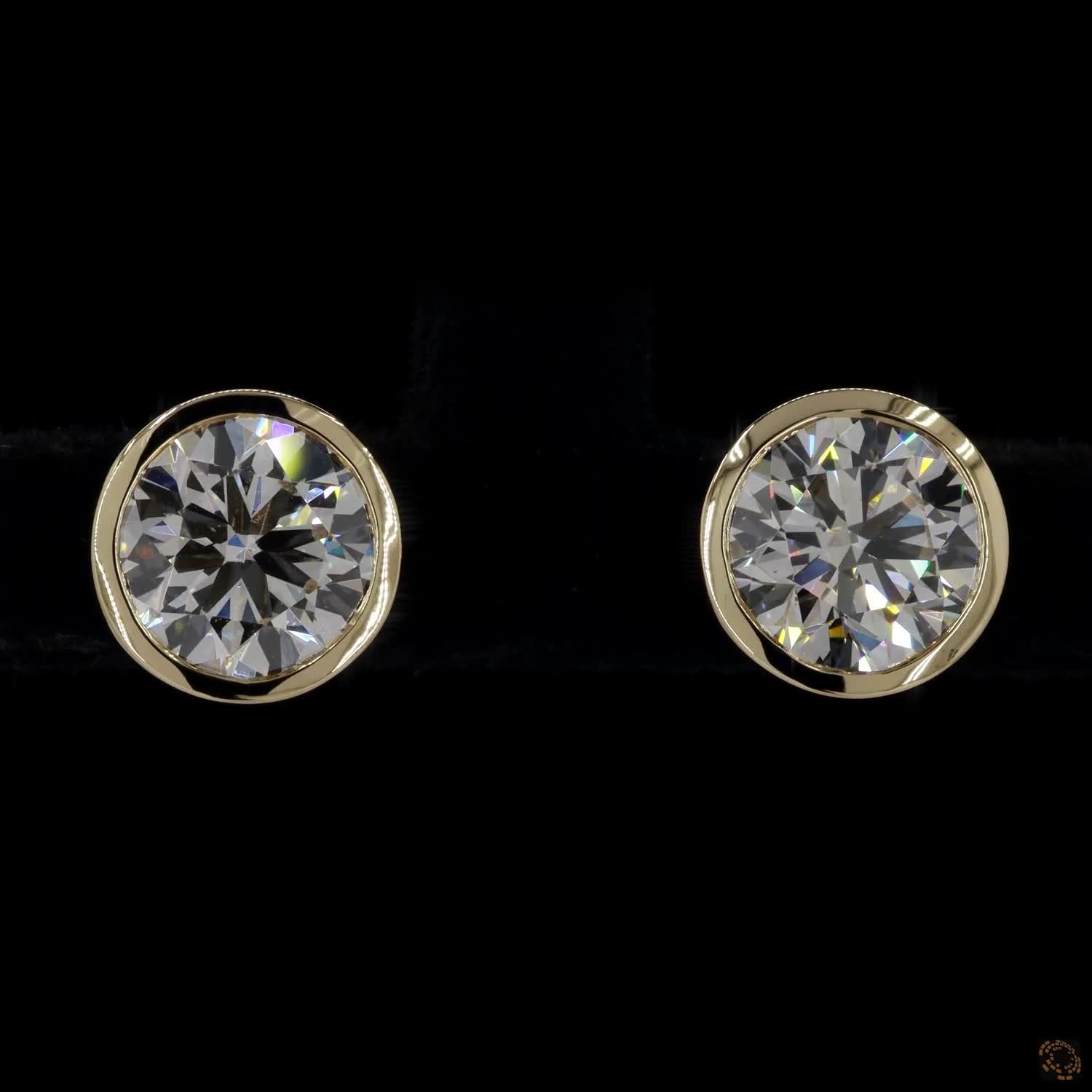 3.00 Ct Bezel Setting Diamond Stud Earrings