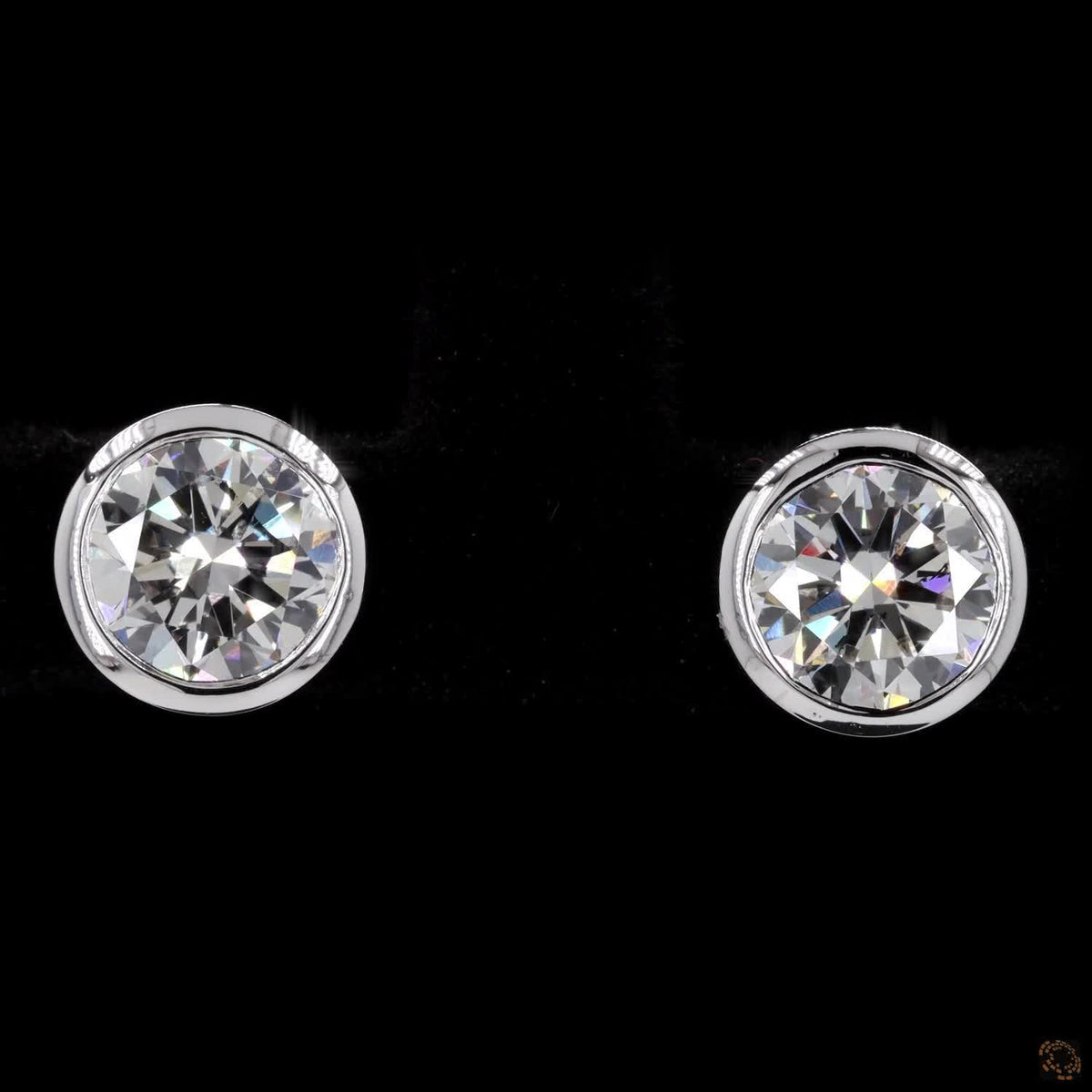 0.54 Ct Solid 14K White Gold Round Brilliant Cut Diamond Full Bezel Solitaire Studs
