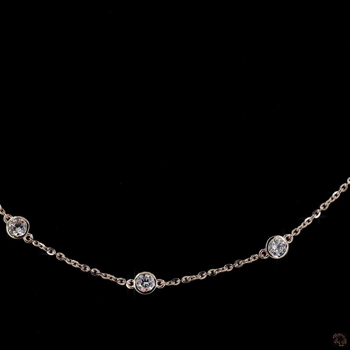 1.97 Ct Rose Gold Bezel Set Round Diamond Station Fashion Necklace