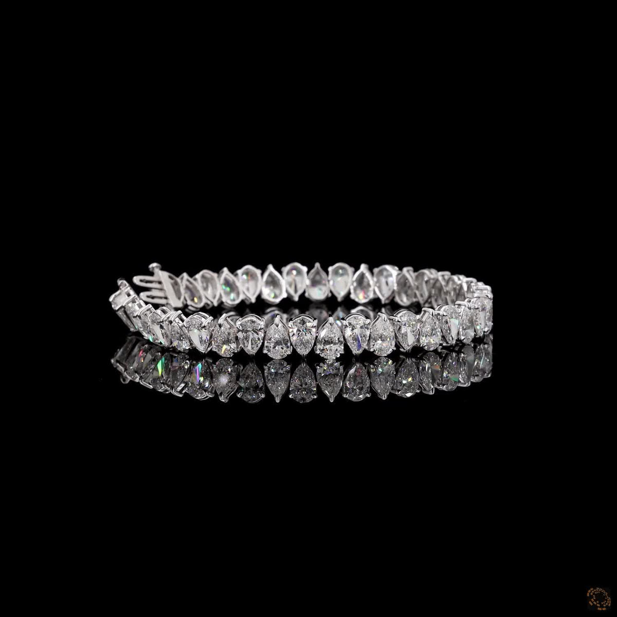 20.09 Ct White Gold Pear Shape Bracelet, Tear Drop Eternity Fancy  Bracelet, Elegant Bridal Fine Jewelry Gift