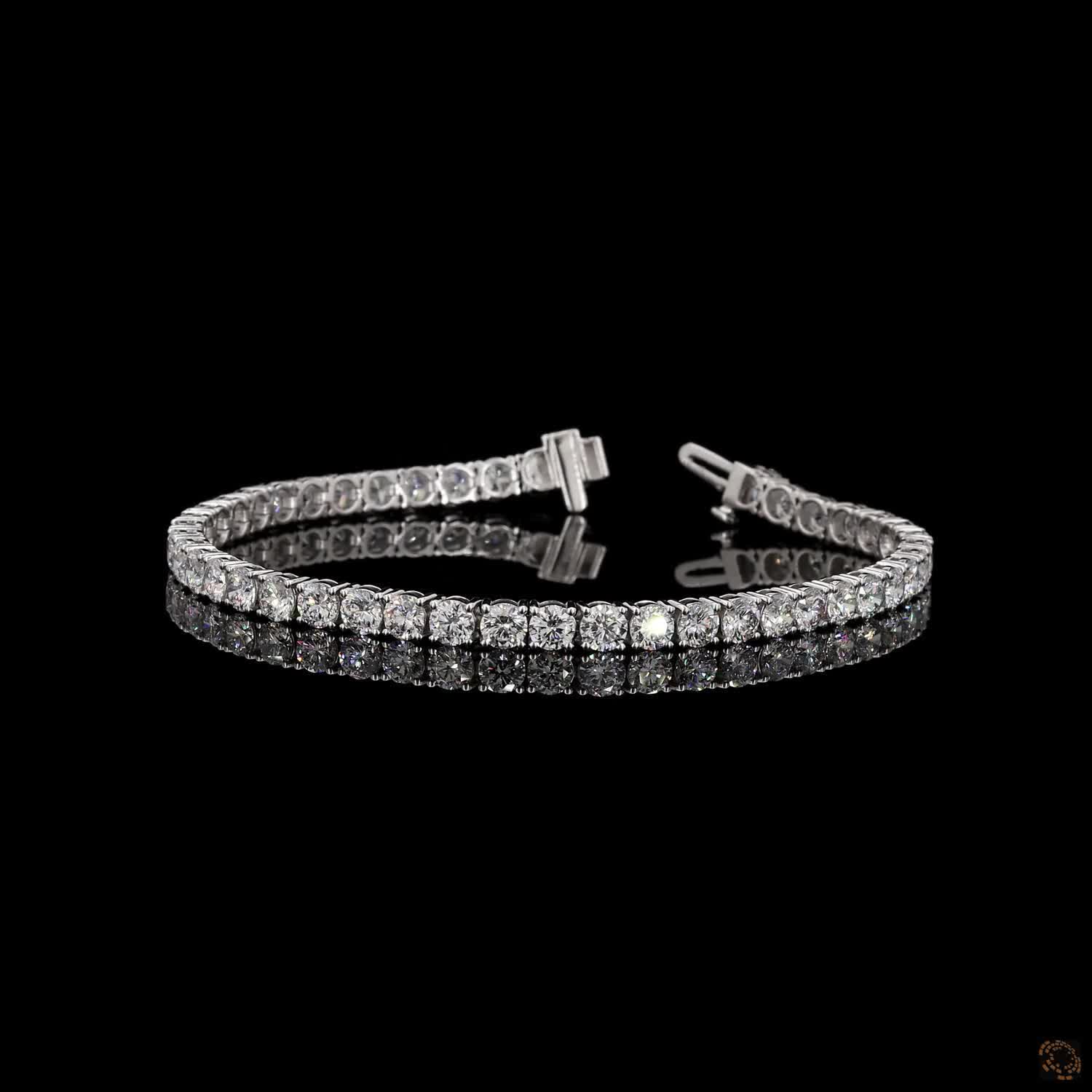 9.41 Ct Round Diamond Eternity Line Bracelet in White Gold