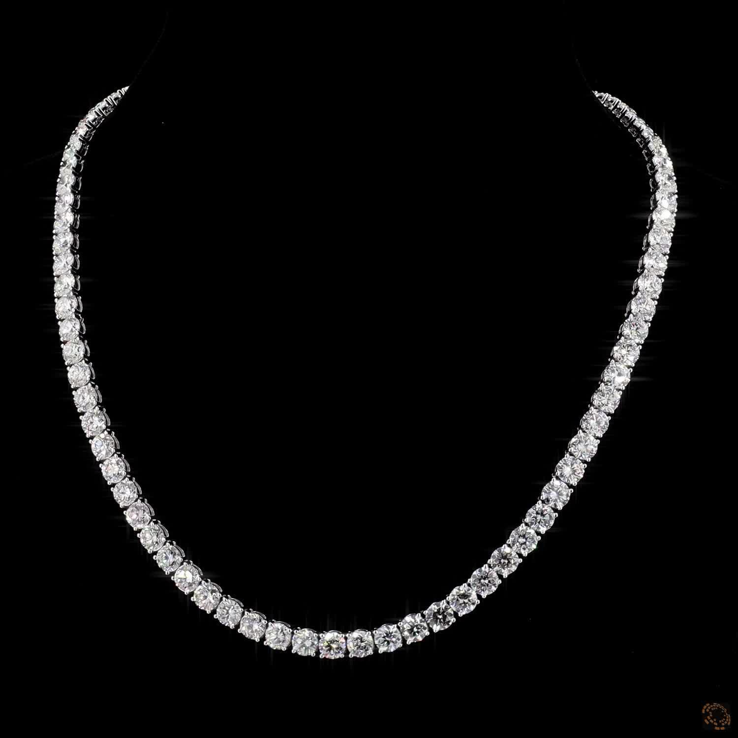 46.66 Ct Single continuous row of uniform round brilliant-cut diamonds
