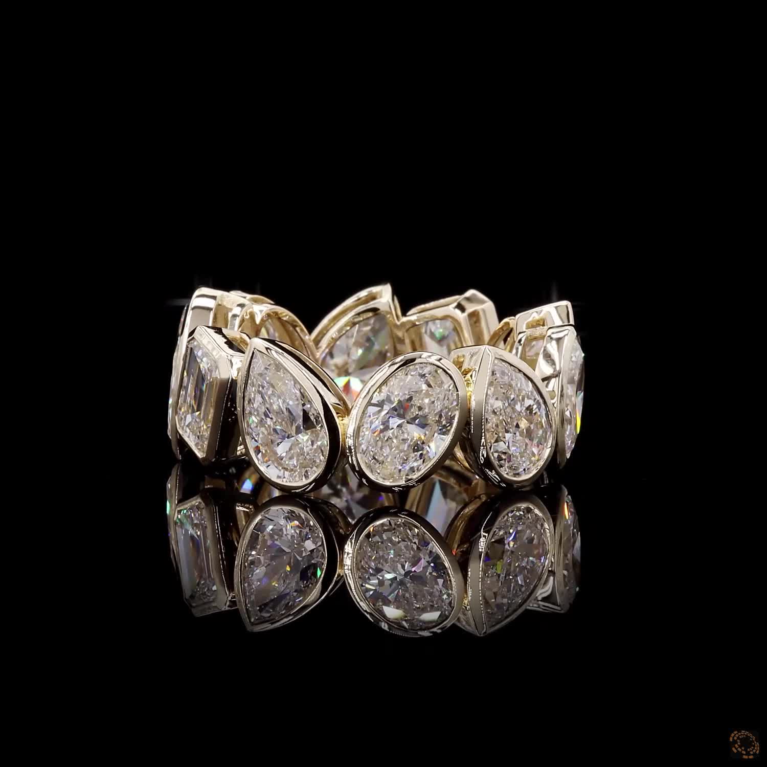 11.10 Ct Mixed Shape Bezel Set Lab Grown Diamond Eternity Band Ring in 14K Yellow Gold | Full Eternity Wedding Band | Anniversary Gift for Women