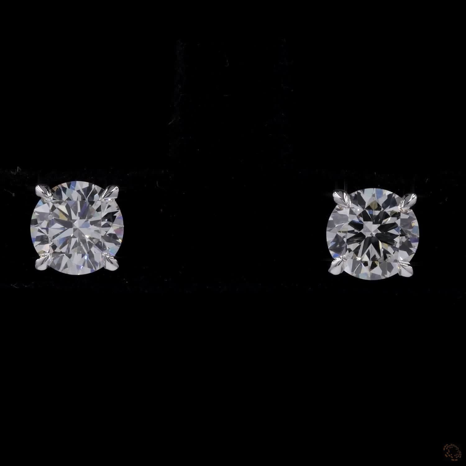 1.02 Ct Solid 14K White Gold Round Brilliant Cut Diamond Stud Earrings – Classic 4-Prong Double-Claw Solitaire Studs