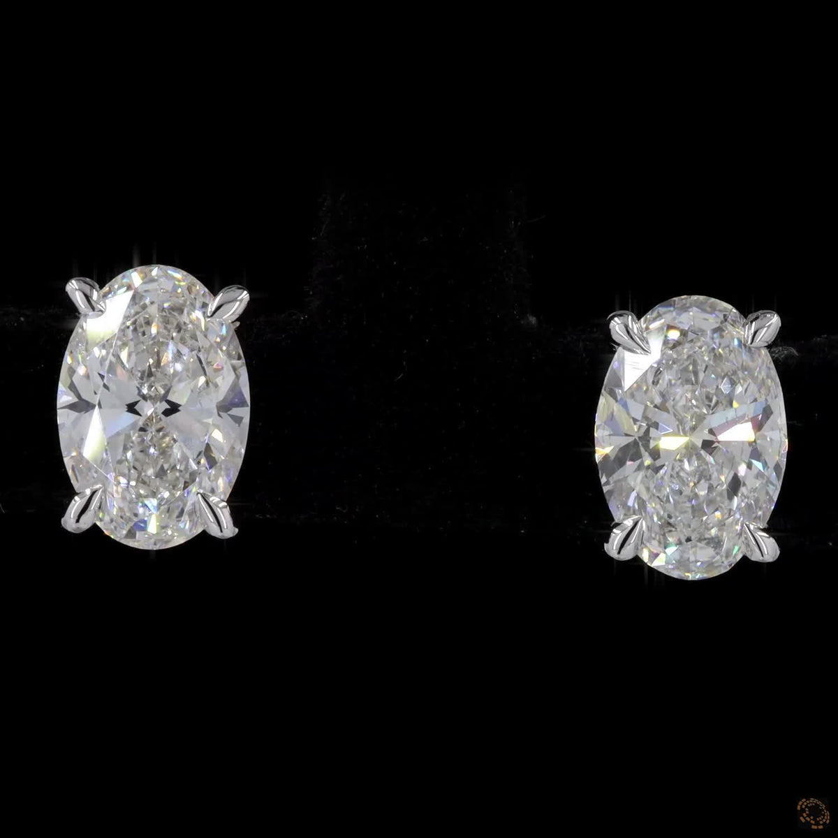 2.1 Ct 14K White Gold Oval Cut Diamond Solitaire Stud Earrings