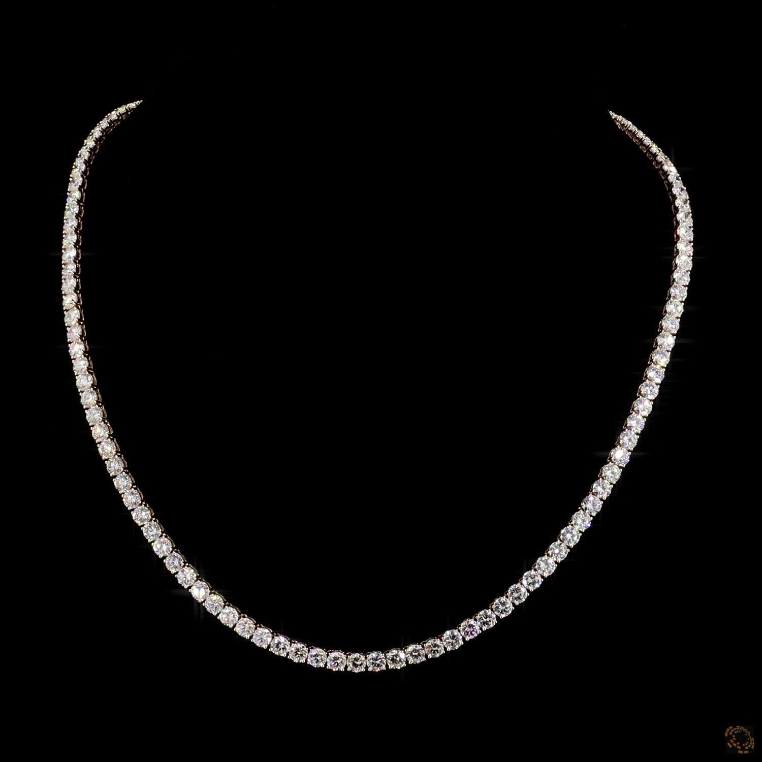 24.64 Ct Single-row continuous prong-set layout featuring uniform round brilliant cut stones