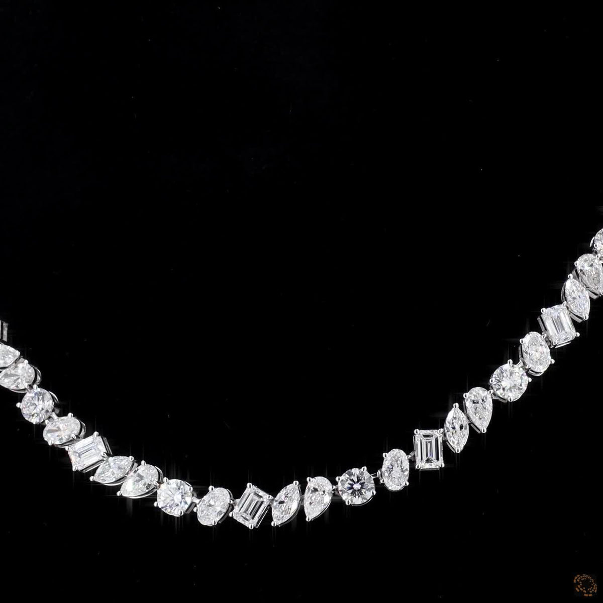 25.92 Ct Multi-Shape Fancy Cut Diamond Tennis Necklace in White Gold