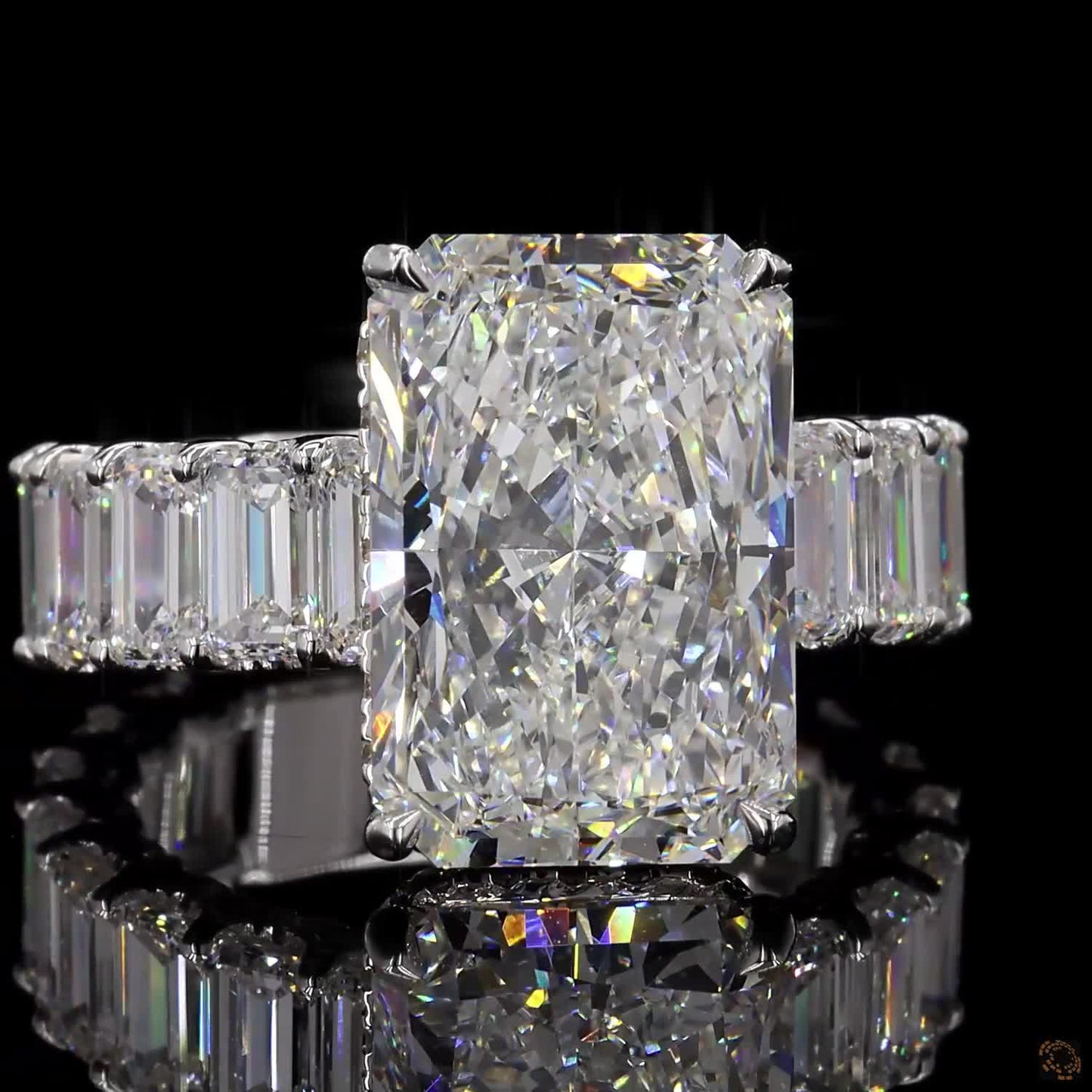 13.46 Ct Radiant Simulated Diamond Ring Ice Eternity Band Bridal Set White Gold Plated