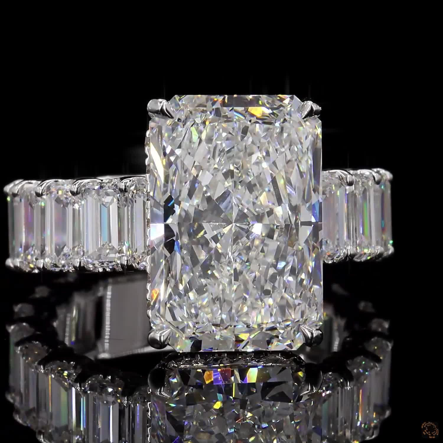 13.46 Ct Radiant Simulated Diamond Ring Ice Eternity Band Bridal Set White Gold Plated