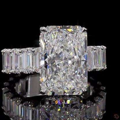 13.46 Ct Radiant Simulated Diamond Ring Ice Eternity Band Bridal Set White Gold Plated