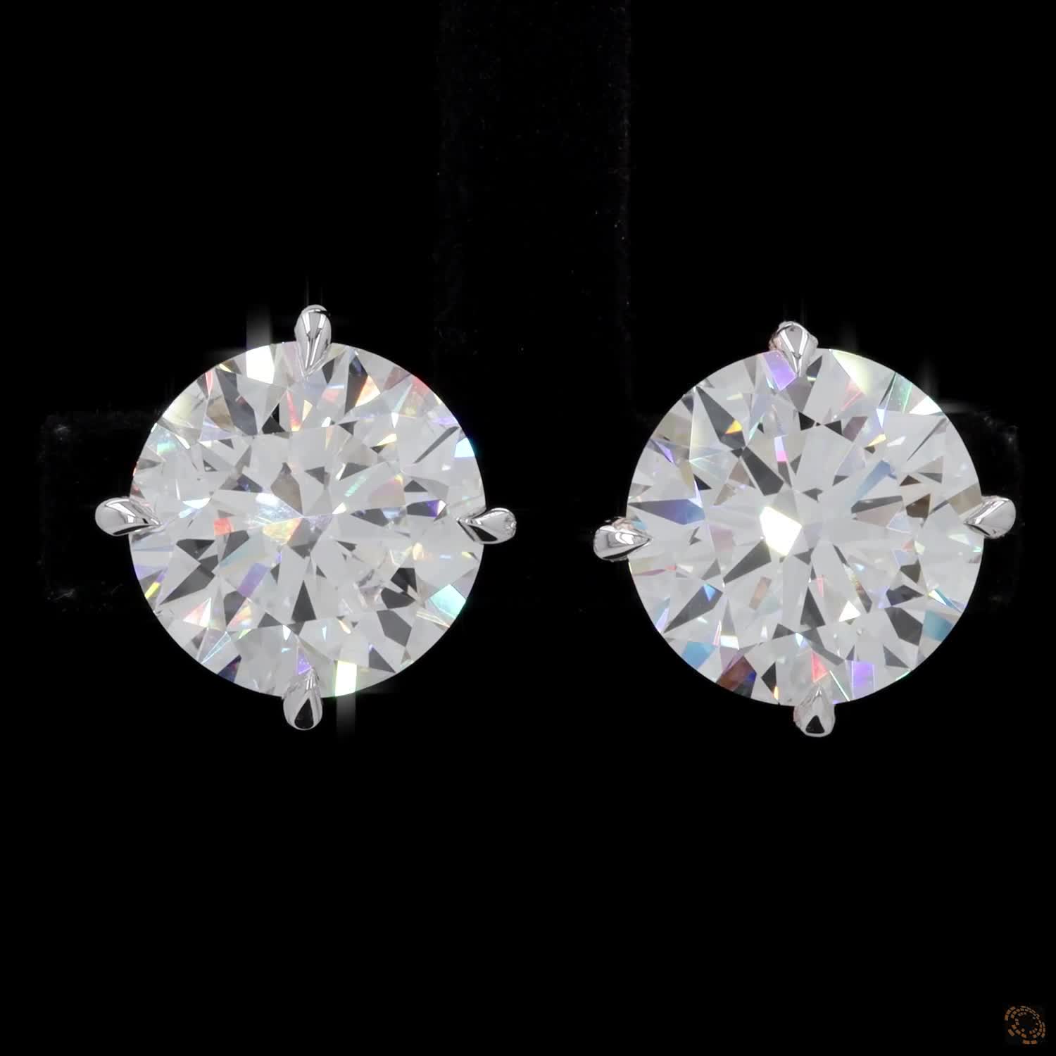 12.14 Ct White gold solitaire earrings, essential luxury diamond studs, lab grown round diamond studs, bridal diamond stud earrings