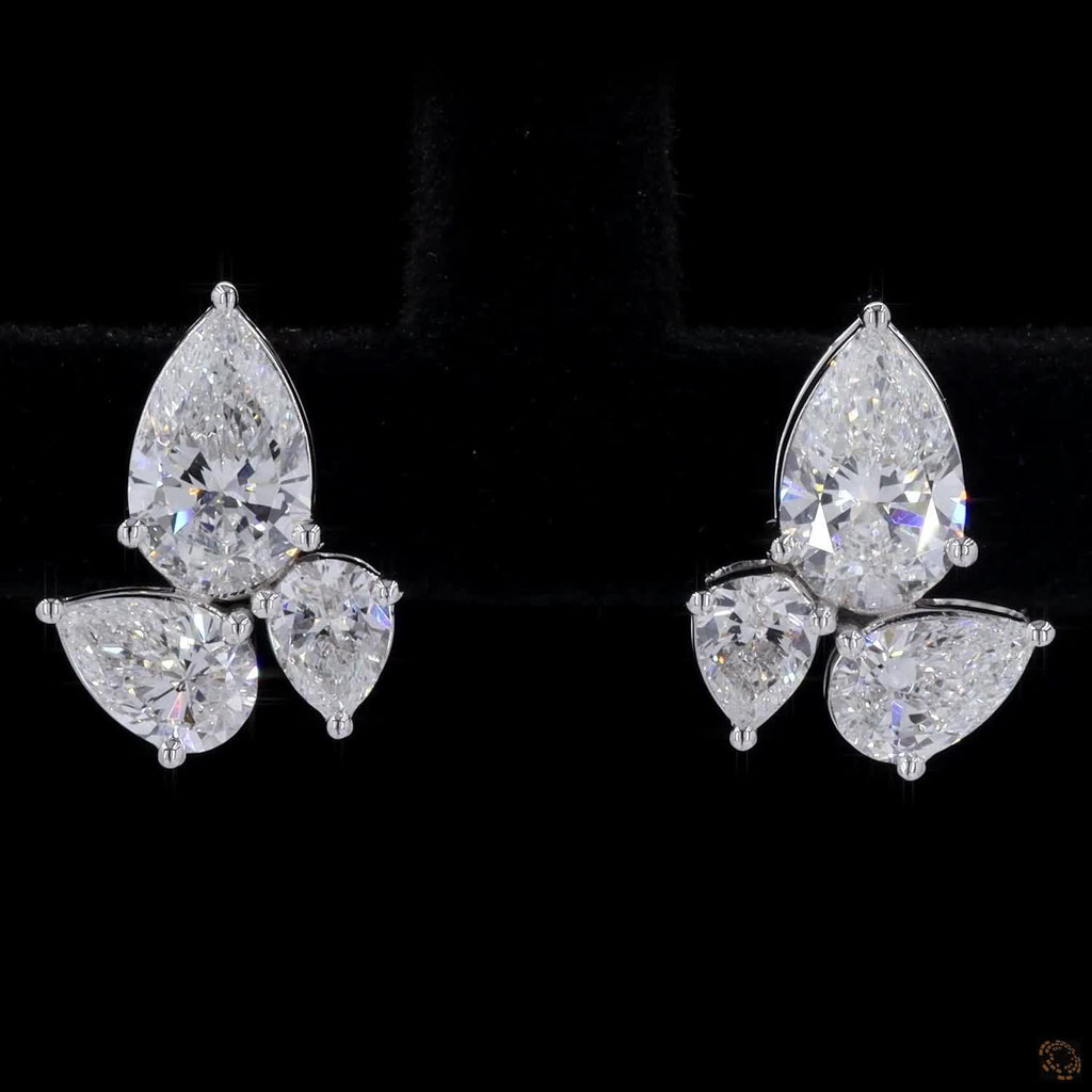 1.82 ct Pear Cut Diamond Fancy Stud Earrings in 14K White Gold