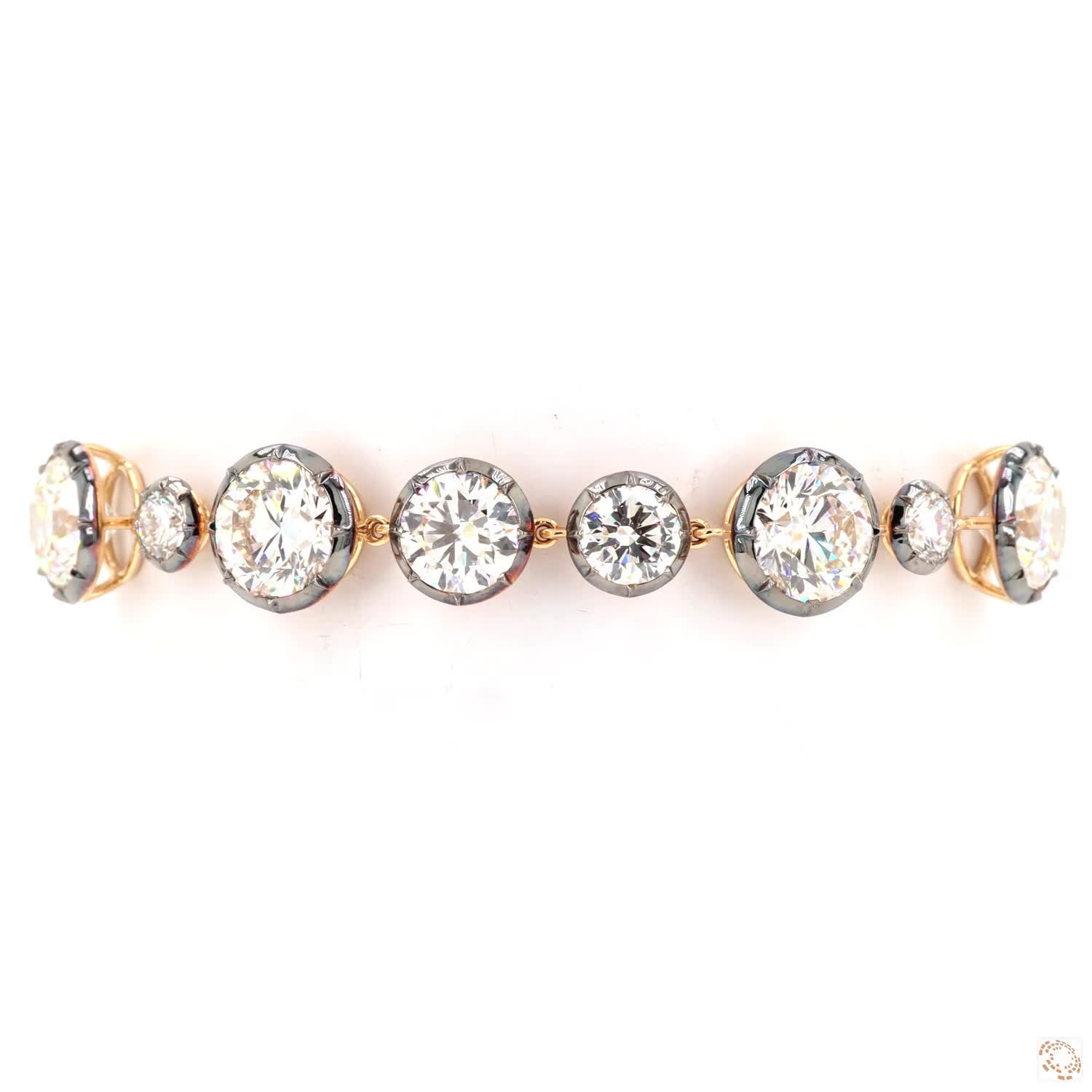 17.56 Ct Two-Tone Graduated Round Diamond Bezel Line Bracelet