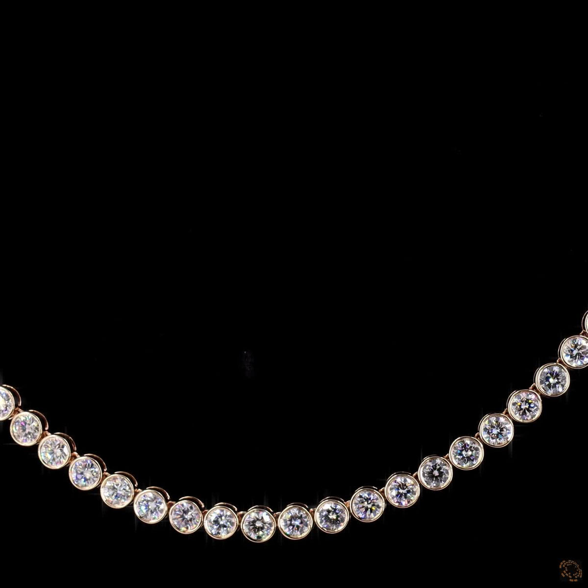 12.53 Ct Bezel-Set Round Cut Lab-Grown Diamond Tennis Necklace in 14K Yellow Gold