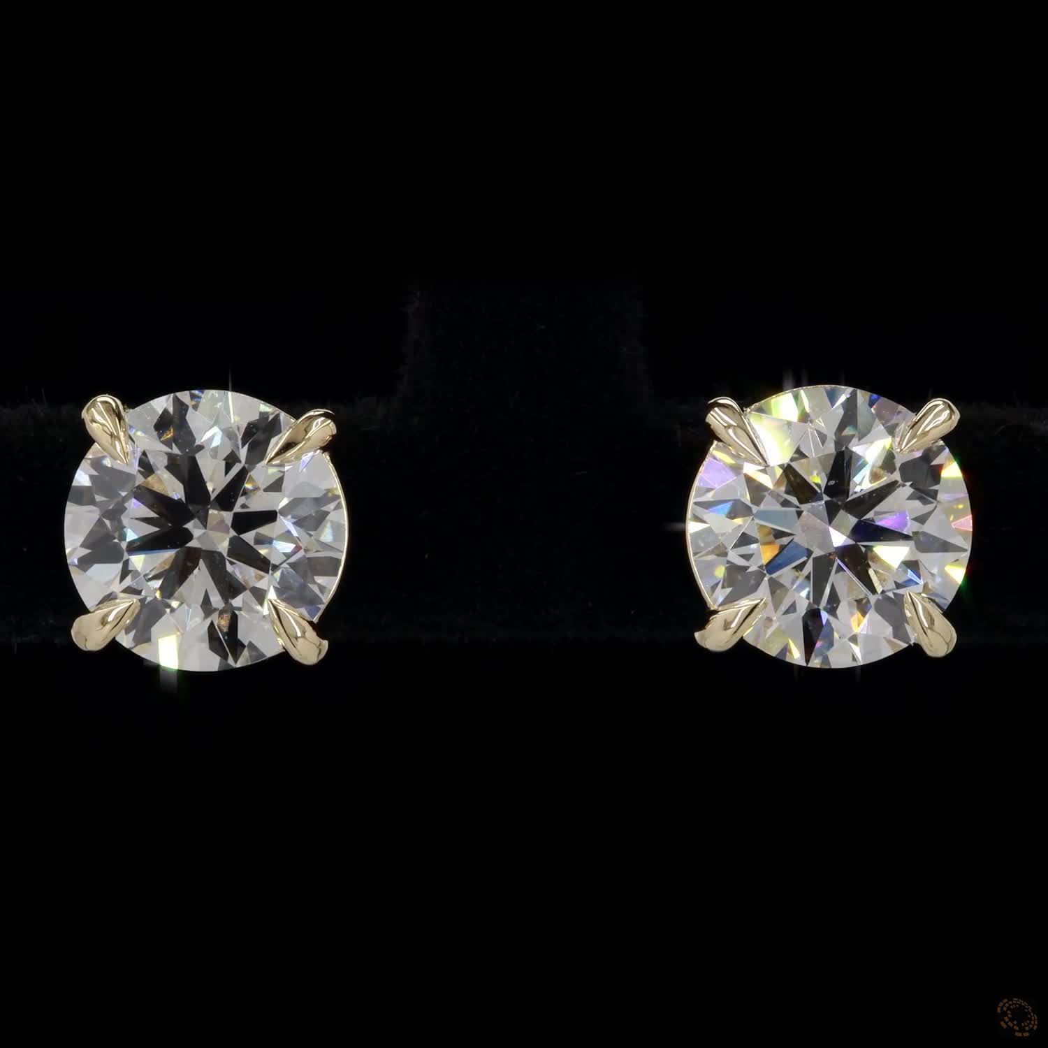 3.03 Ct Yellow Gold Bezel Round Cut Solitaire Studs