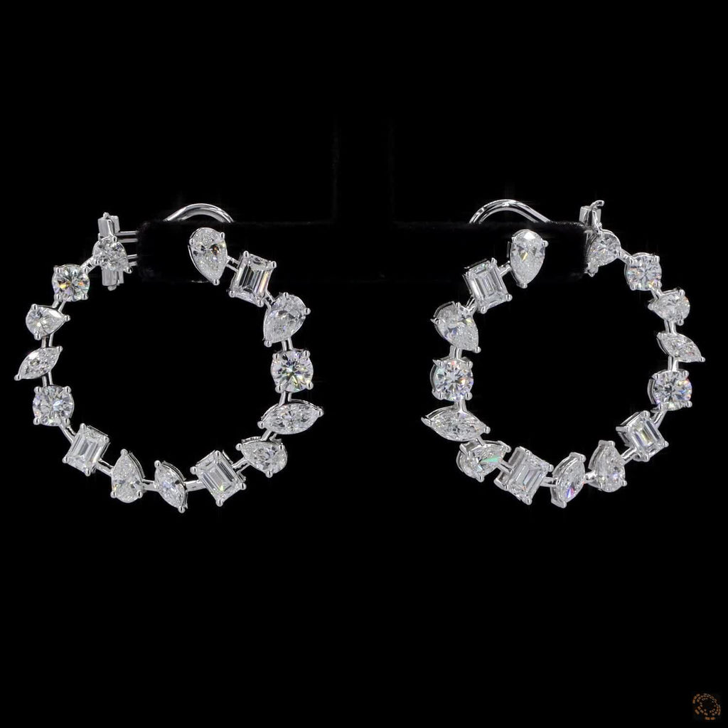 6.30 Ct DIAMOND HOOPS WITH ALTERNATING MIXED FANCY SHAPES