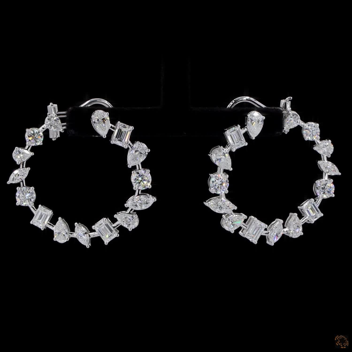 6.30 Ct DIAMOND HOOPS WITH ALTERNATING MIXED FANCY SHAPES