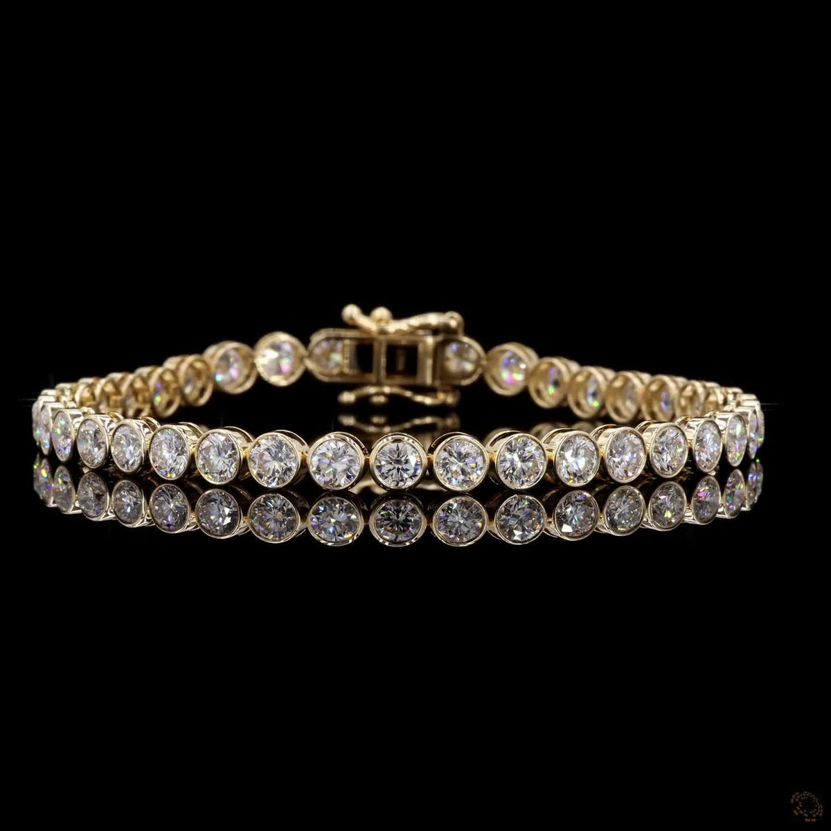 8.49 Ct Round Bezel-Set Diamond Tennis Bracelet in 14K  Yellow Gold