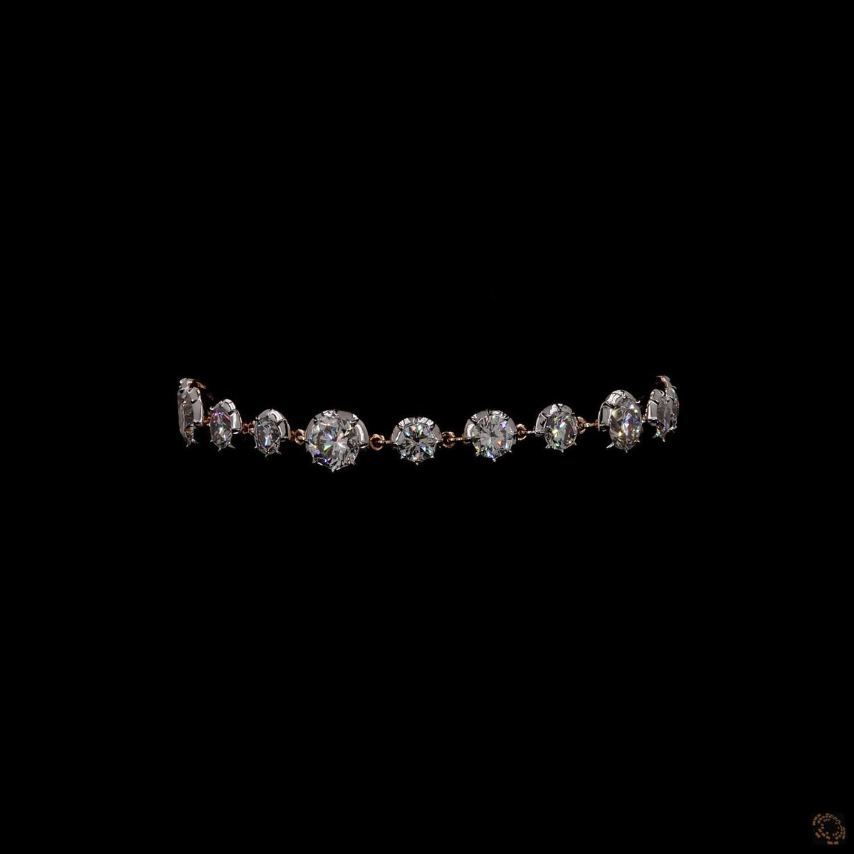 9.49 Ct Graduated Round Diamond Station Bracelet Fine Gold Line Bracelet