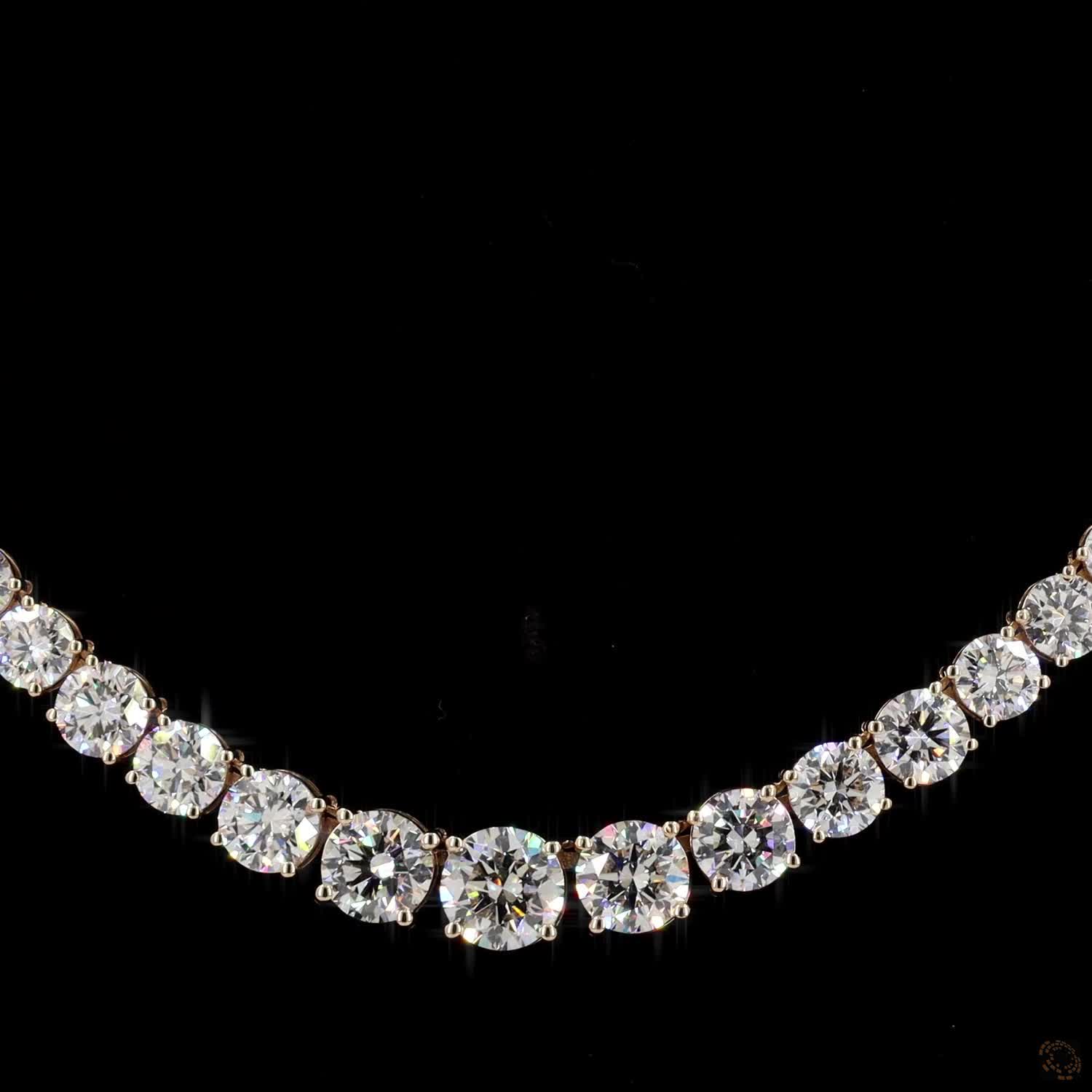 17.63 Ct Graduated Round Cut Lab-Grown Diamond Tennis Necklace in 14K Yellow Gold