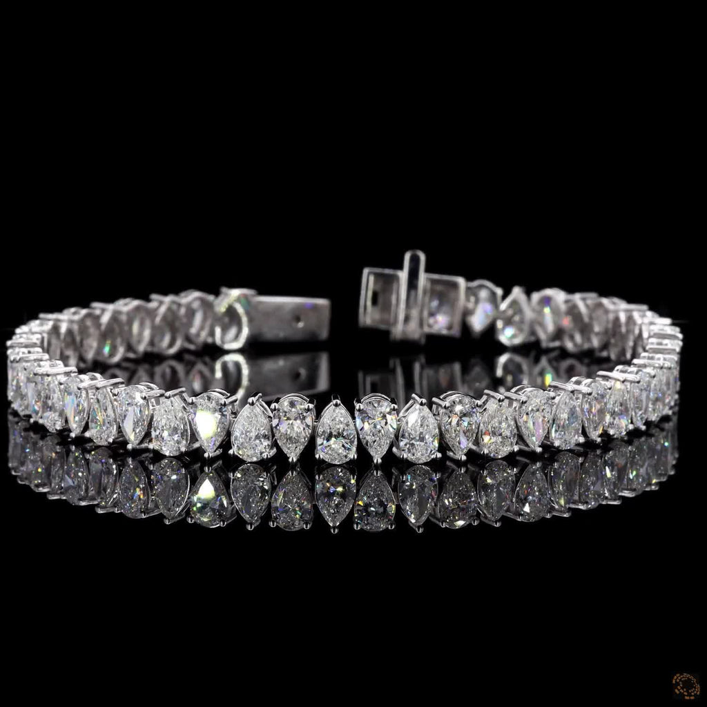 11.83Ct Pear Cut Lab Grown Diamond Bracelet in 14k White Gold