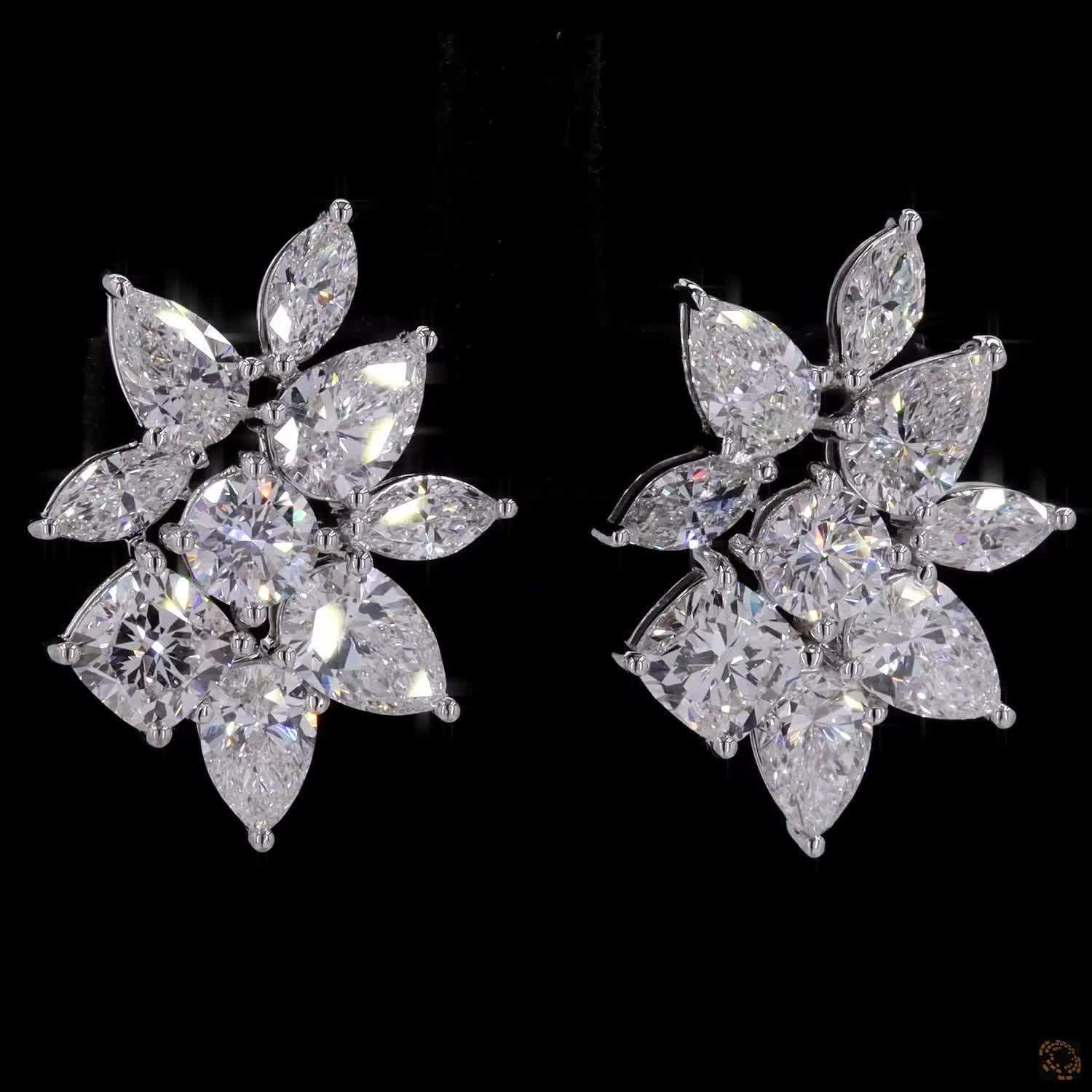 8.57 Ct GLAMOROUS HARRY WINSTON STYLE DIAMOND CLIP EARRINGS
