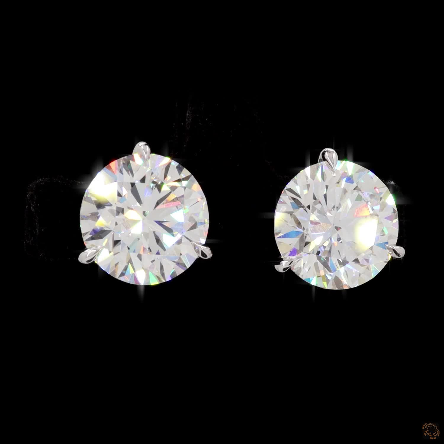 8.15 Prong Martini Round Diamond Stud Earrings in White Gold / Platinum