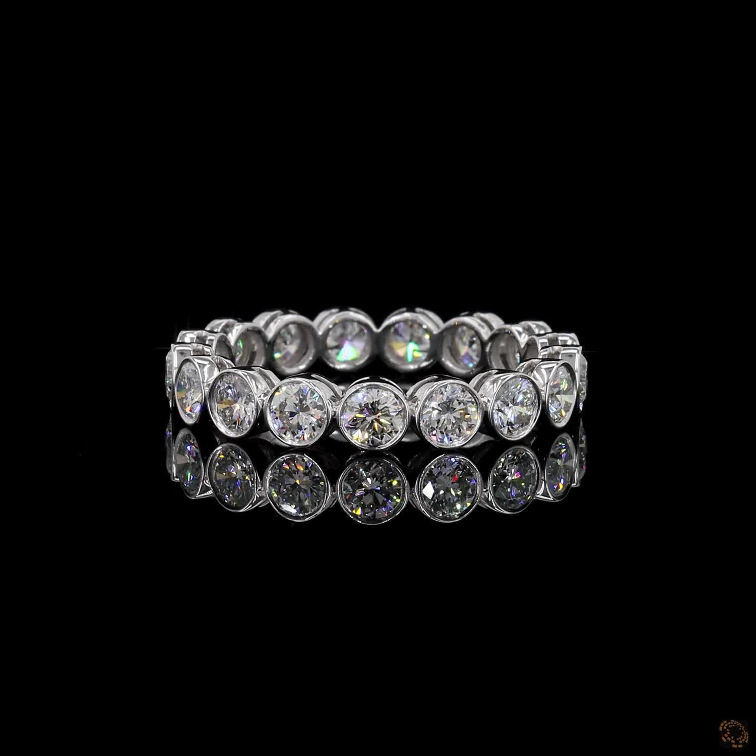 1.90 Ct Round Cut Diamond Bezel Eternity Band – 14K White Gold Floating Bezel Wedding Ring
