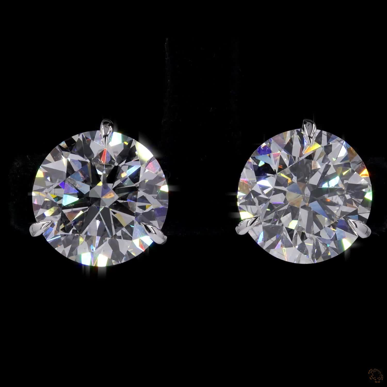 10.09 Ct Round Diamond Solitaire Stud Earrings, High-Polish 14K White Gold 3-Prong V-Basket Claw Studs for Women