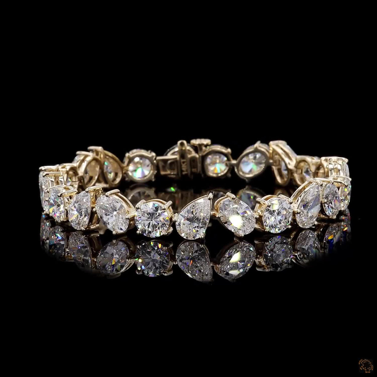 24.59 Ct 14K Yellow Gold Multi-Shape Cut Fancy Bracelet with Double Safety Latch